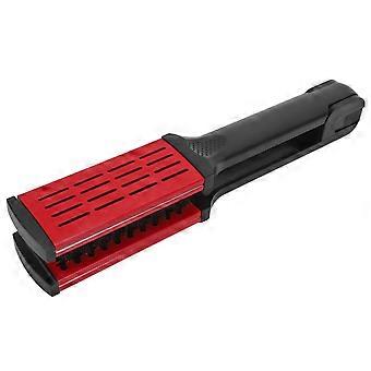 Straightening Comb Static Free Hollow Breathable Heat Resistant Black Red Double Sided Hair Brush Straightener for HomeYMMR)