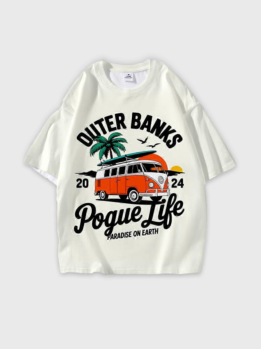 T-shirt round neck Pattern loose short sleeve JW1085