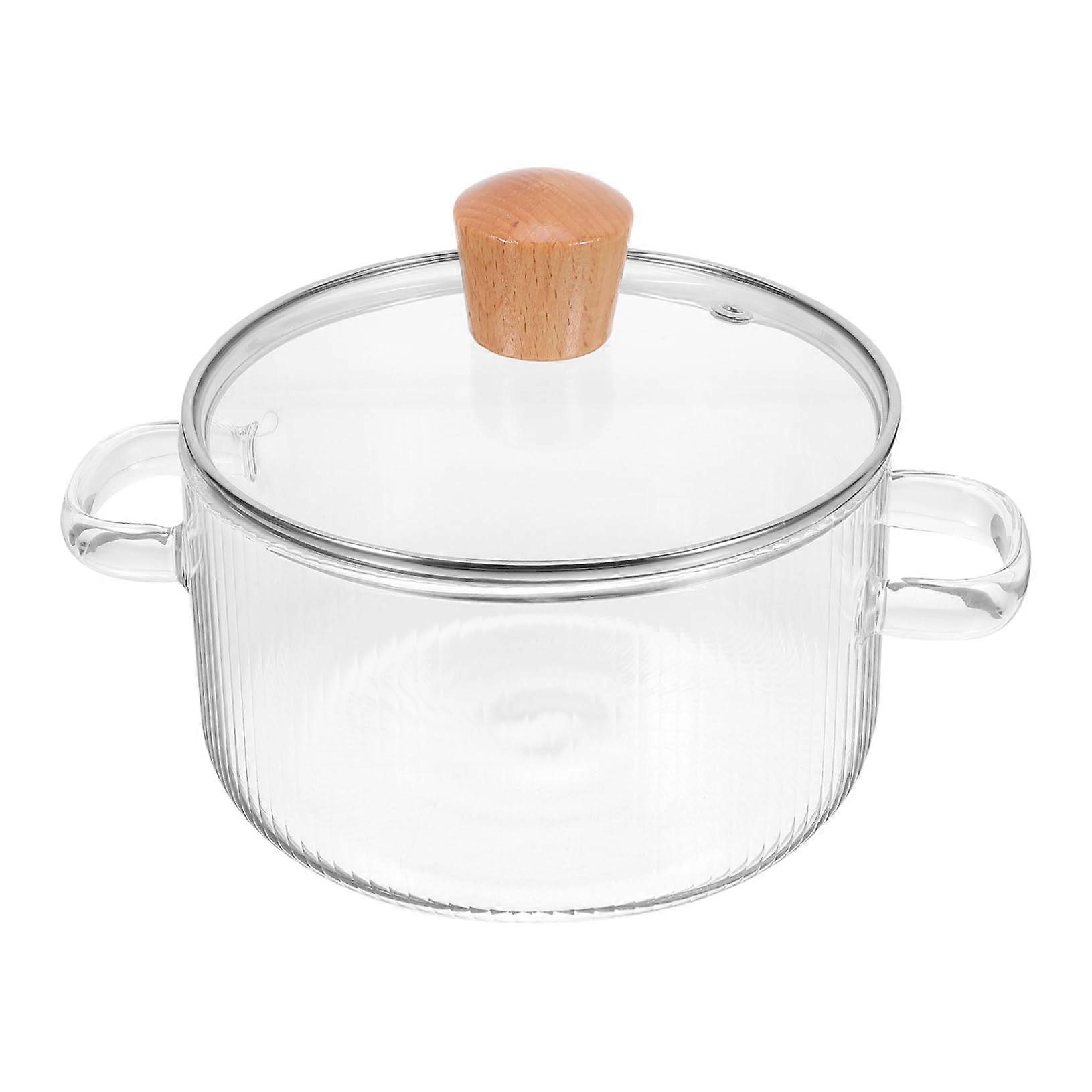 Clear noodle pot with double handles for milk sauces and soups,  for garden parties and family gatherings, heatresistant and easy to clean.