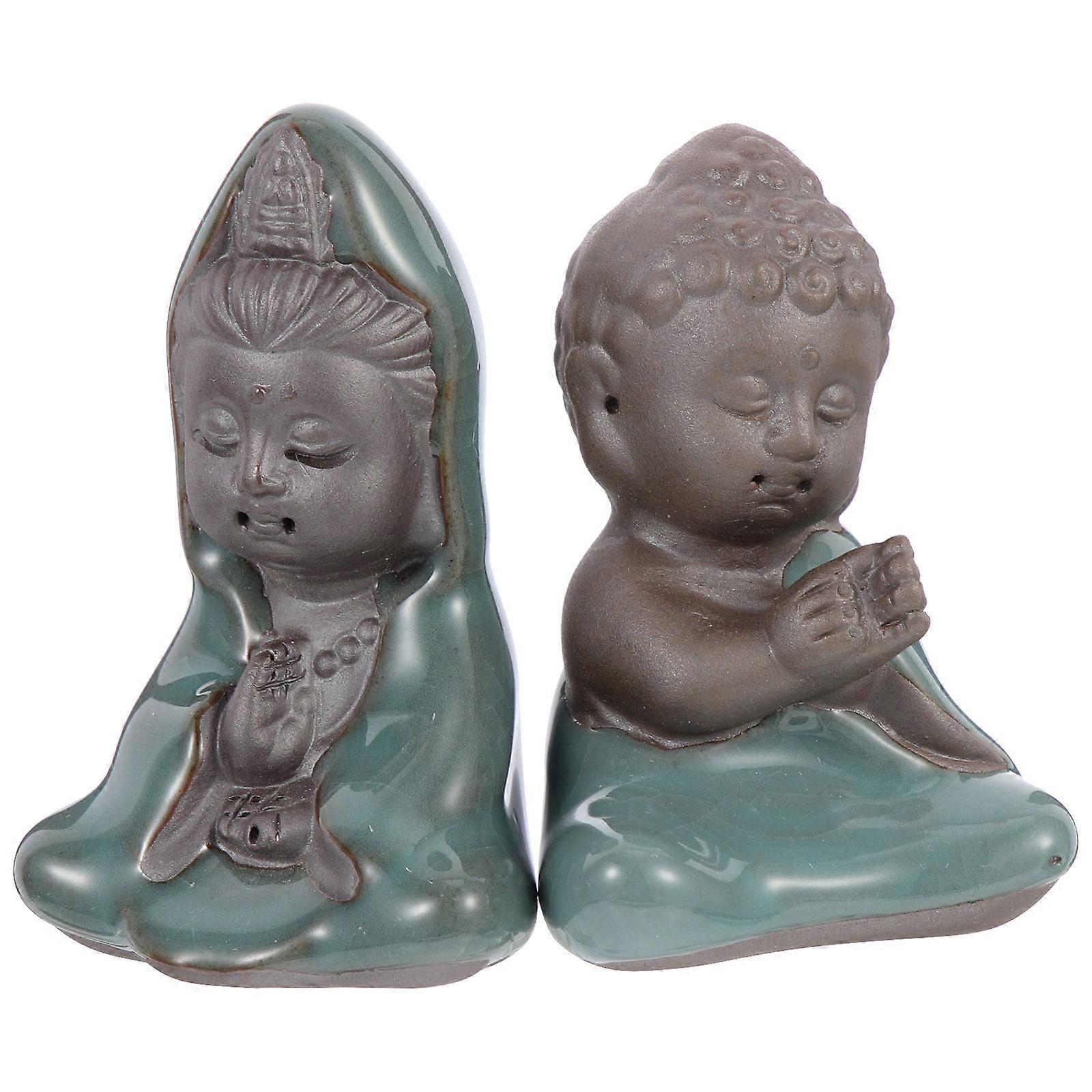 Small Statues For Home Decor Ceramic Ornaments Tea Accessories Realistic Workmanship 2Pcs