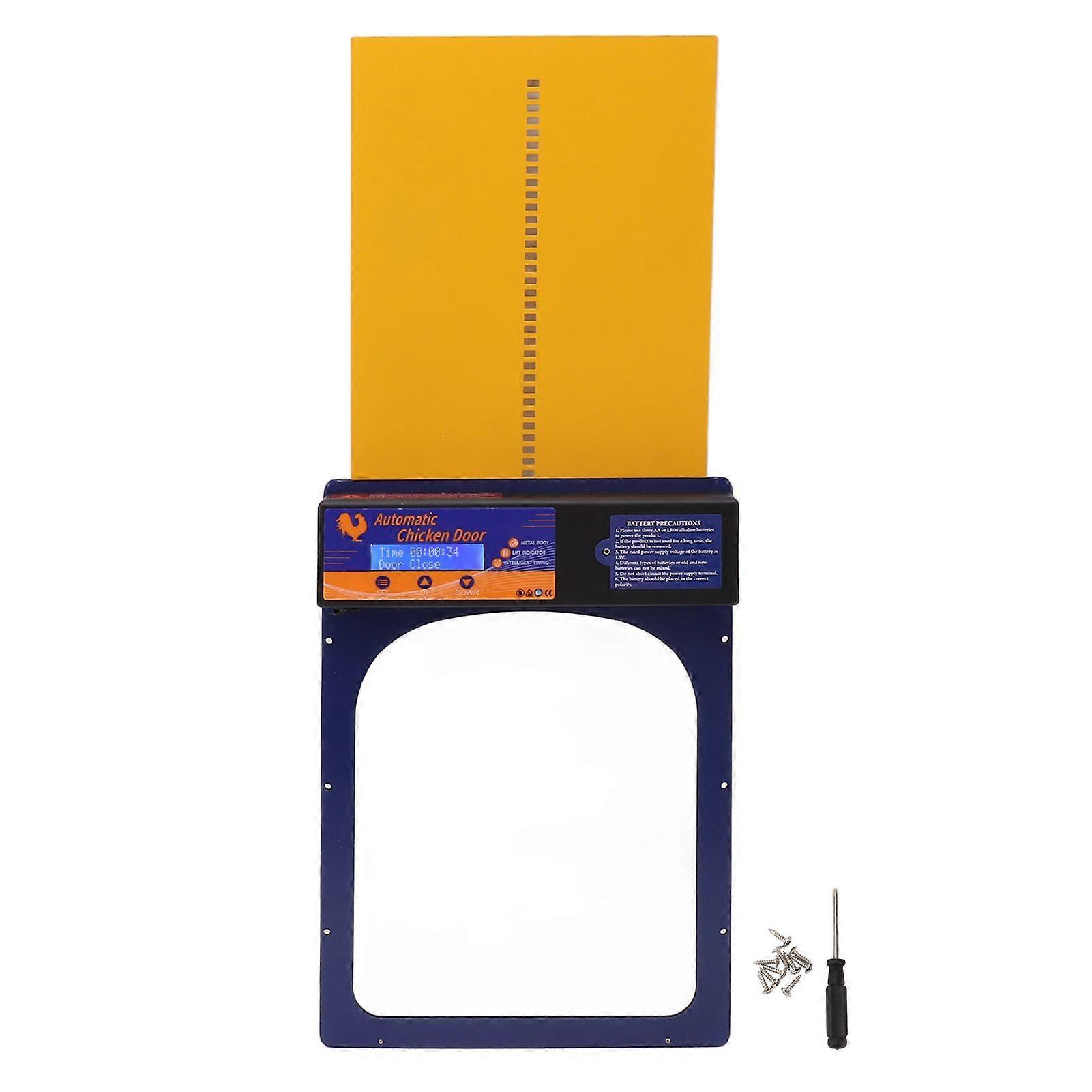 Auto Chicken Coop Door with Timer Aluminum Alloy IP45 Waterproof LED Screen Battery Powered Auto Chicken Door Opener for Farm Jewel Blue