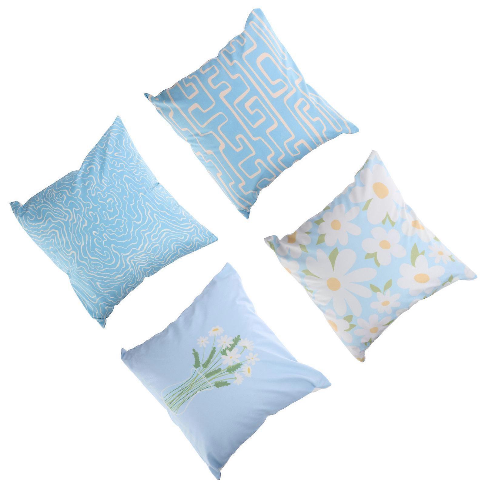 Cotton Pillow Cover Decorative Pillowcase Home Decoration Square Simple Style Reusable 17.7×17.7×0.3in 4Pcs