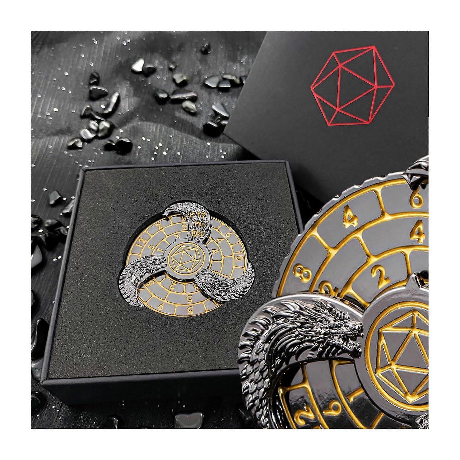 Dungeons and Dragons Dice Spinner Set, Metal Roulette Dice, Gift DND Dice Box for RPG, Tabletop Games, Pathfinder