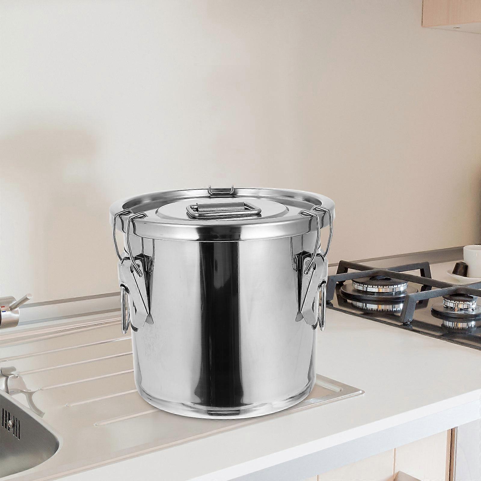 1pc Stainless Steel Thick Stockpot Large Capacity Soup Pot Multipurpose Bucket(9L)