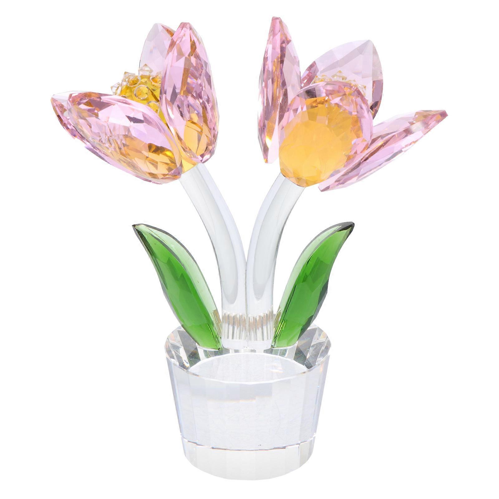 Crystal Desktop Decor Flower Shaped Design Office Tabletop 15.00X13.00X6.00CM