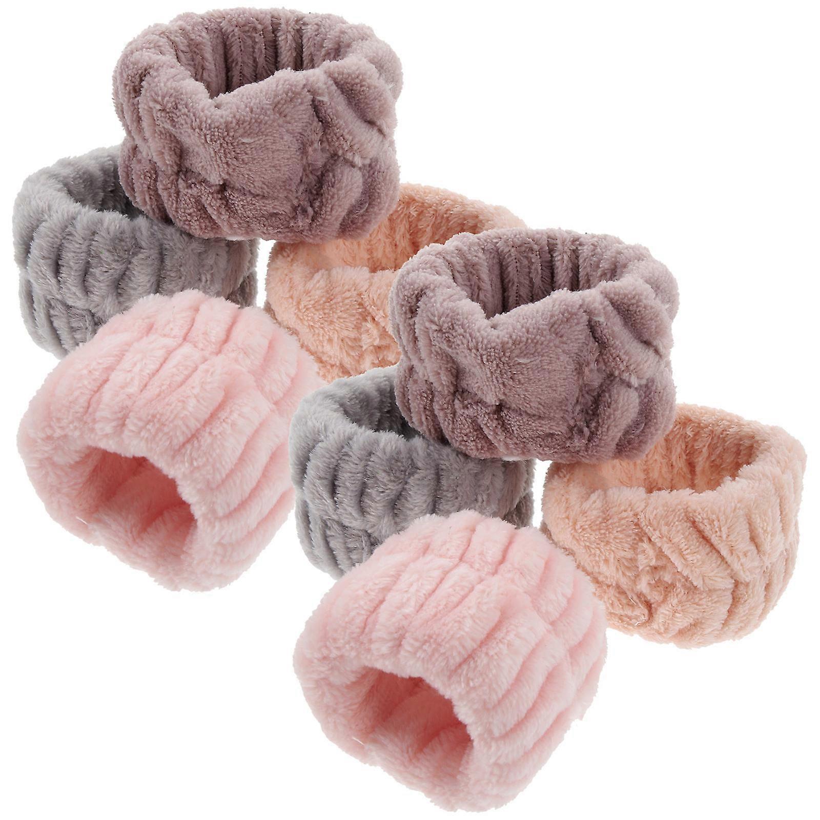 Wrist Wraps For Face Washing Elastic Plush Wristband Khaki Color Yoga 4 Pairs