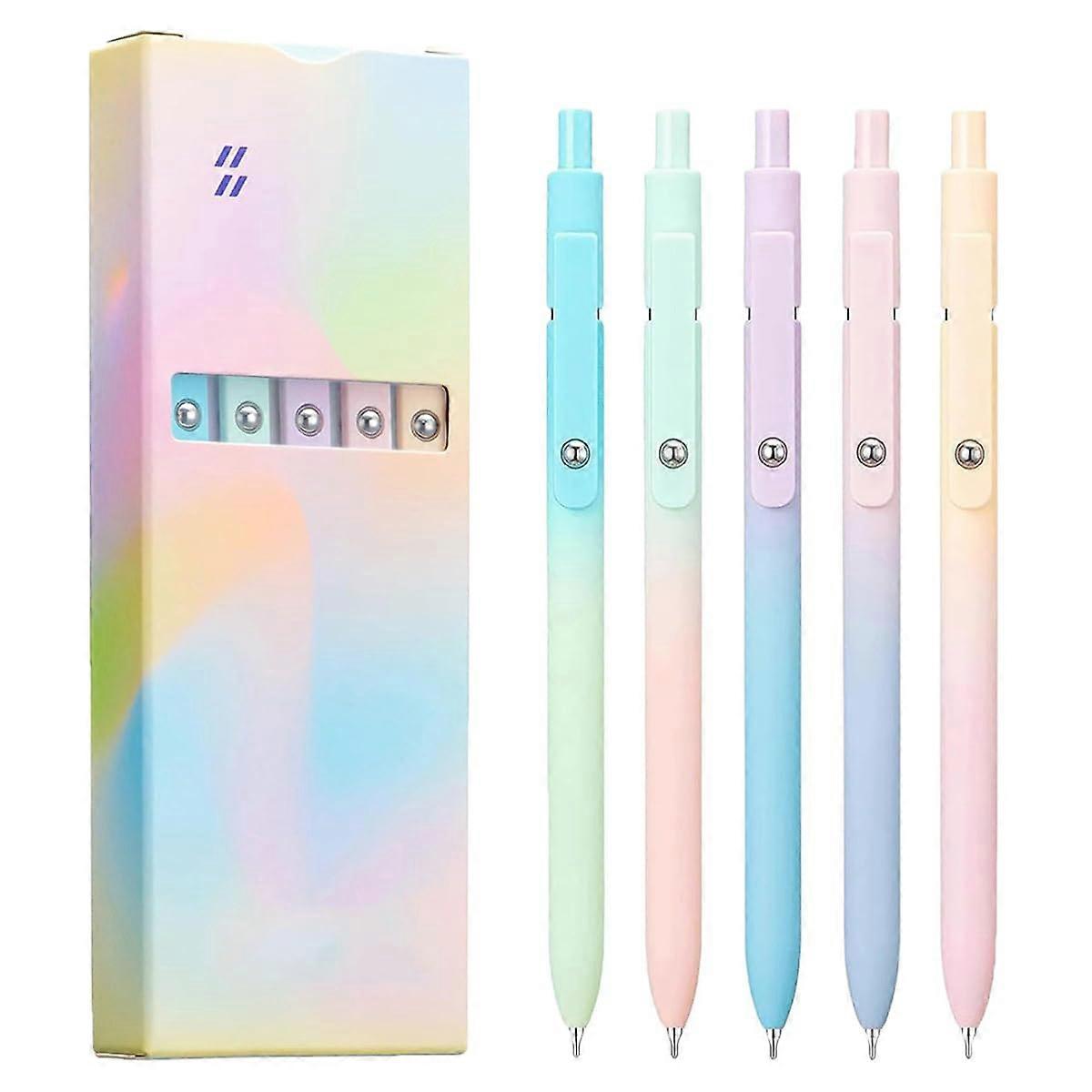 Emboadlie 5 Pcs Gel Ink Pens, 0.5mm Tip, Black, Retractable, Quick Drying Ref: 7502