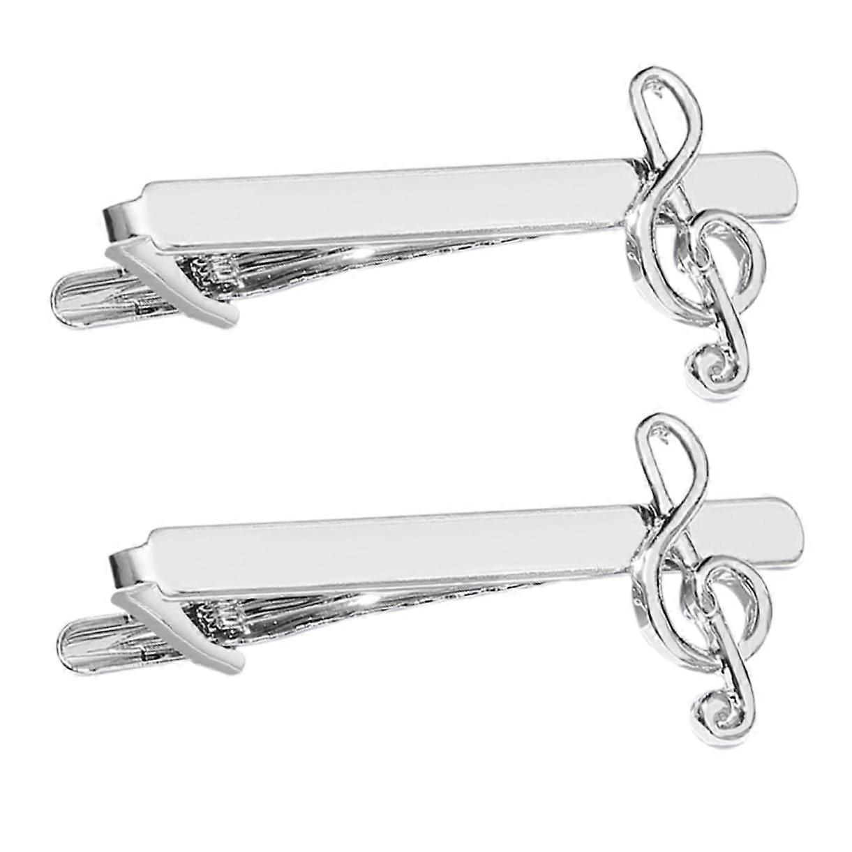Tie Clips for Men Pack of 2 Silver Alloy Tie Clips Business Suits Men's Accessories Collar Clips Classic Style