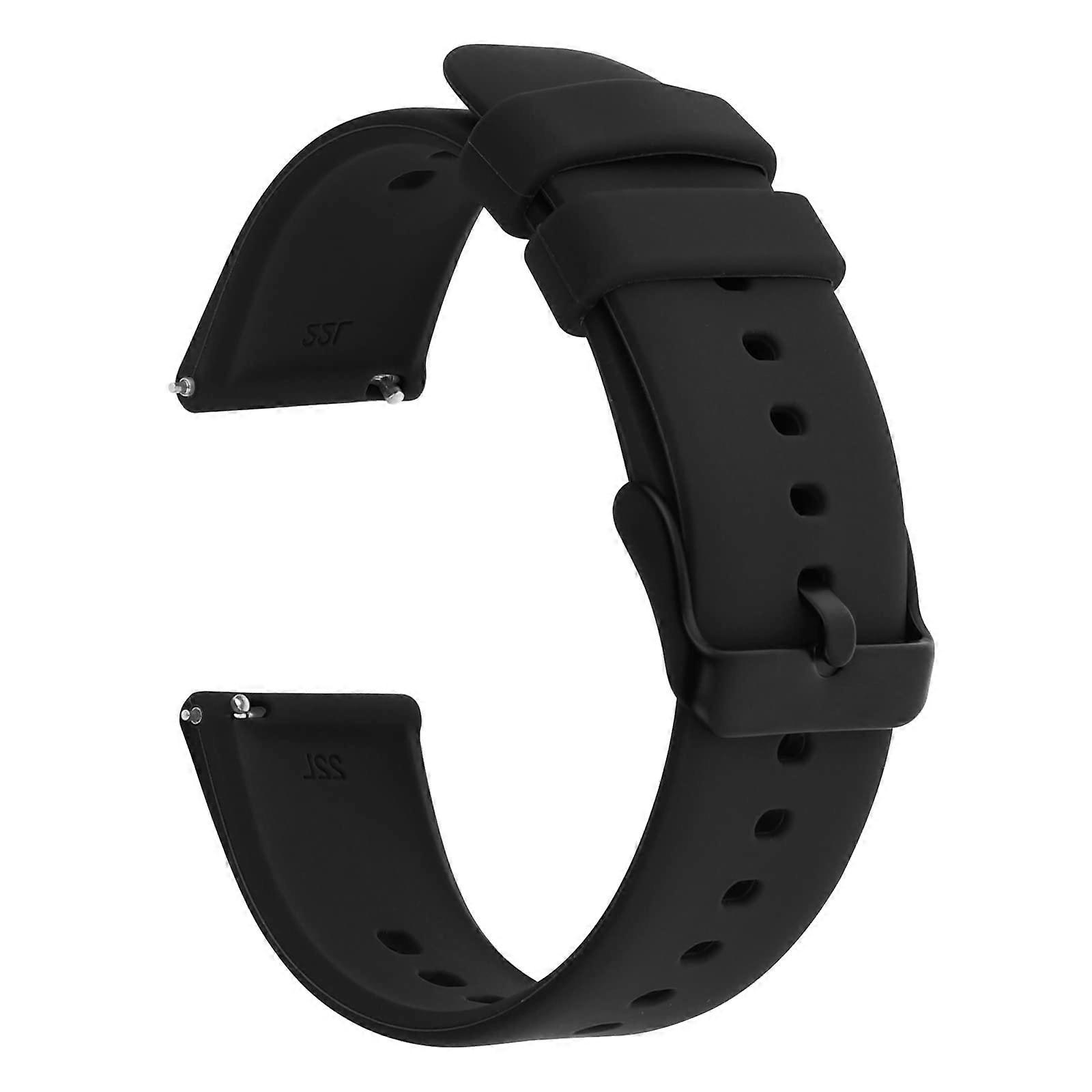 Replacement Watch Straps Silicone Quick Release 22mm Black Compatible With 22mm Lugs