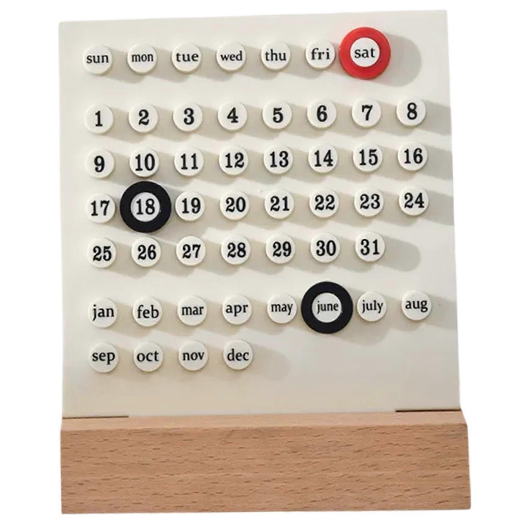 Wooden Calendar Desk Calendar With Month Date Display Perpetual Calendar And Wooden Base DIY Ring A Date Calendar