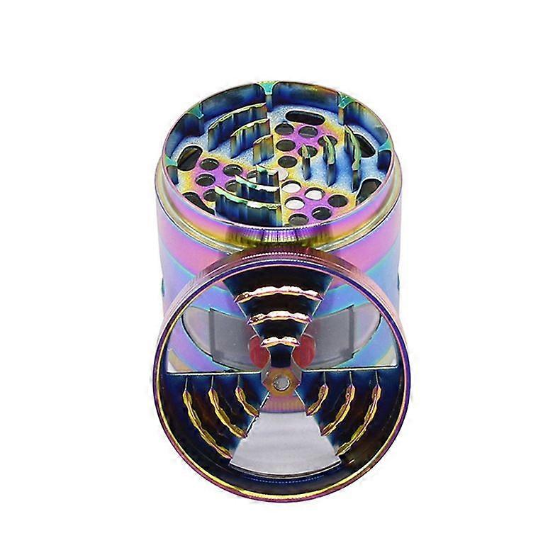 Cross-Border E-Commerce Colorful Ice Blue Wifi Signal Tooth Drawer Zinc Alloy 63Mm Four-Layer Smoke Eliminator Grinder