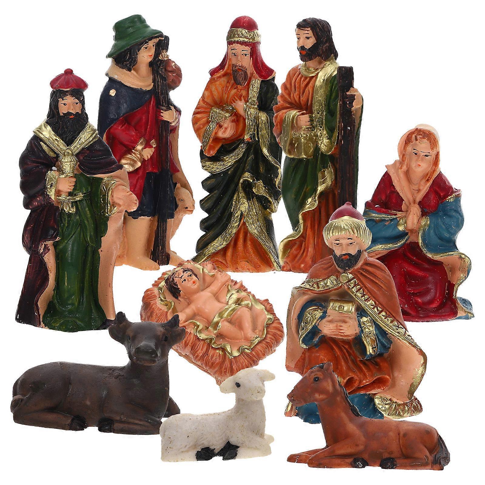 Miniature Scene Jesus Nativity Props Office Decoration Christmas Ornaments Detailed Workmanship Safe Resin 10.00X3.50X2.50CM 1Set