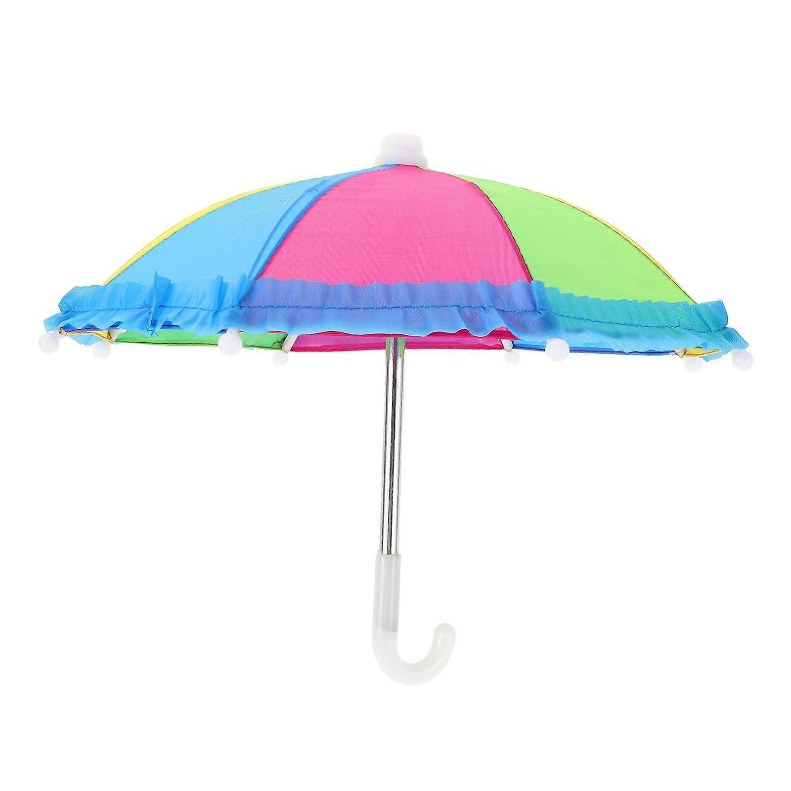 Rainbow Mini Umbrella for Dolls – Soft Fabric Beach Accessory for Dollhouses and Playtime Fun