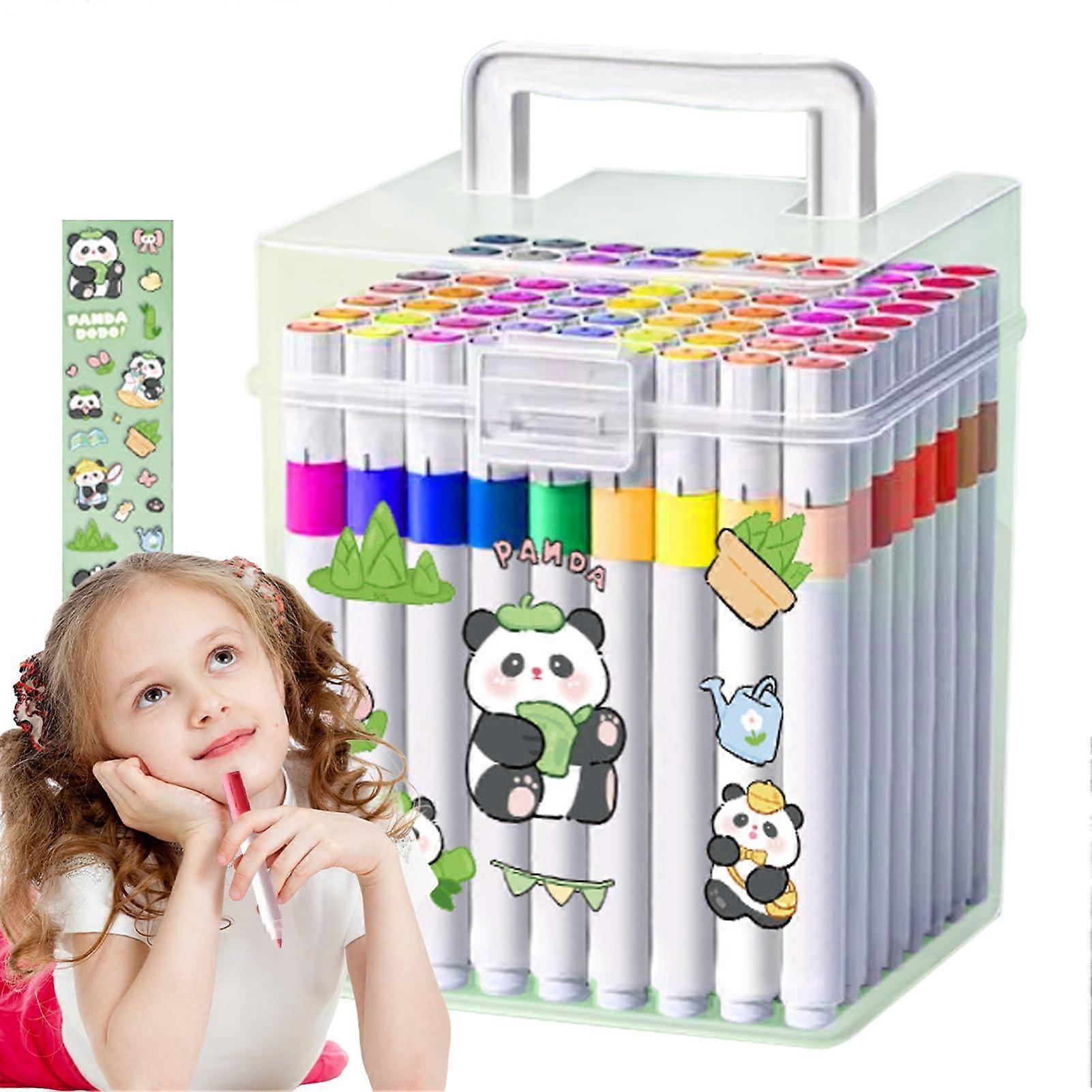 Paint Brushes for Kids - Colorful Acrylic Pen Set with 60 Colors, Smudge-Proof for School, Travel, Girls & Toddlers