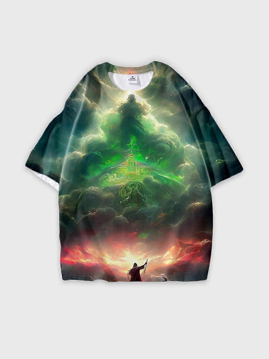 T-shirt round neck Pattern loose short sleeve B584