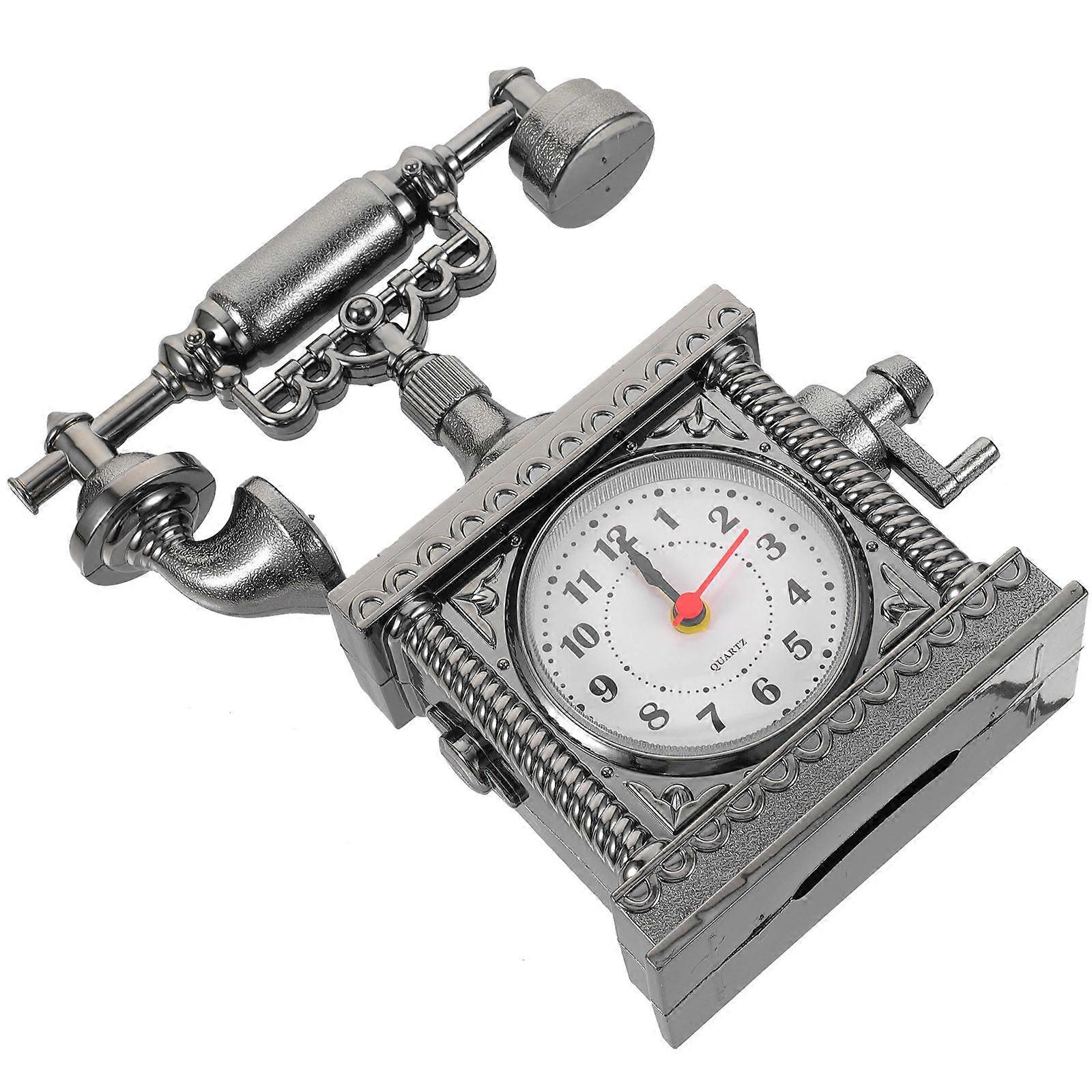 Retro Telephone Toy for Kids Playing Safe ABS Material Silver Color Vintage Phone Model