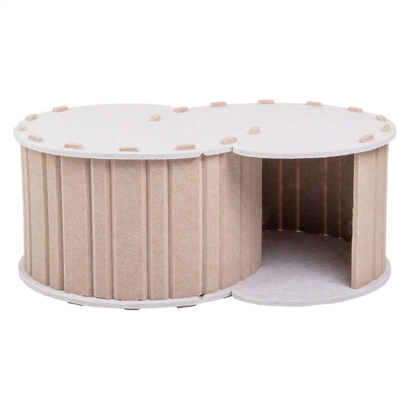 Cat Cave with Play Tunnel, Large Felt Hiding Place for Cats and Rabbits, Indoor Scratching Tunnel Playhouse