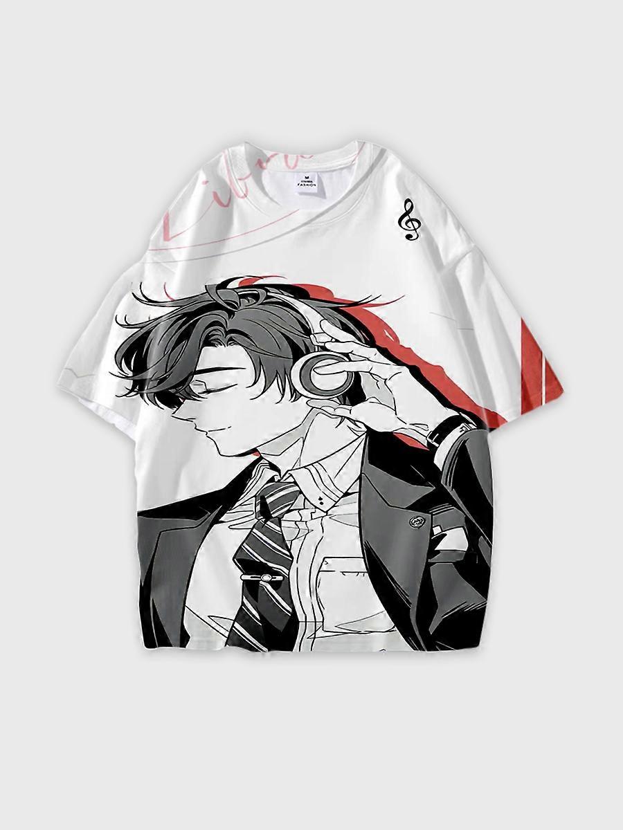 T-shirt round neck Role Pattern loose short sleeve E1536