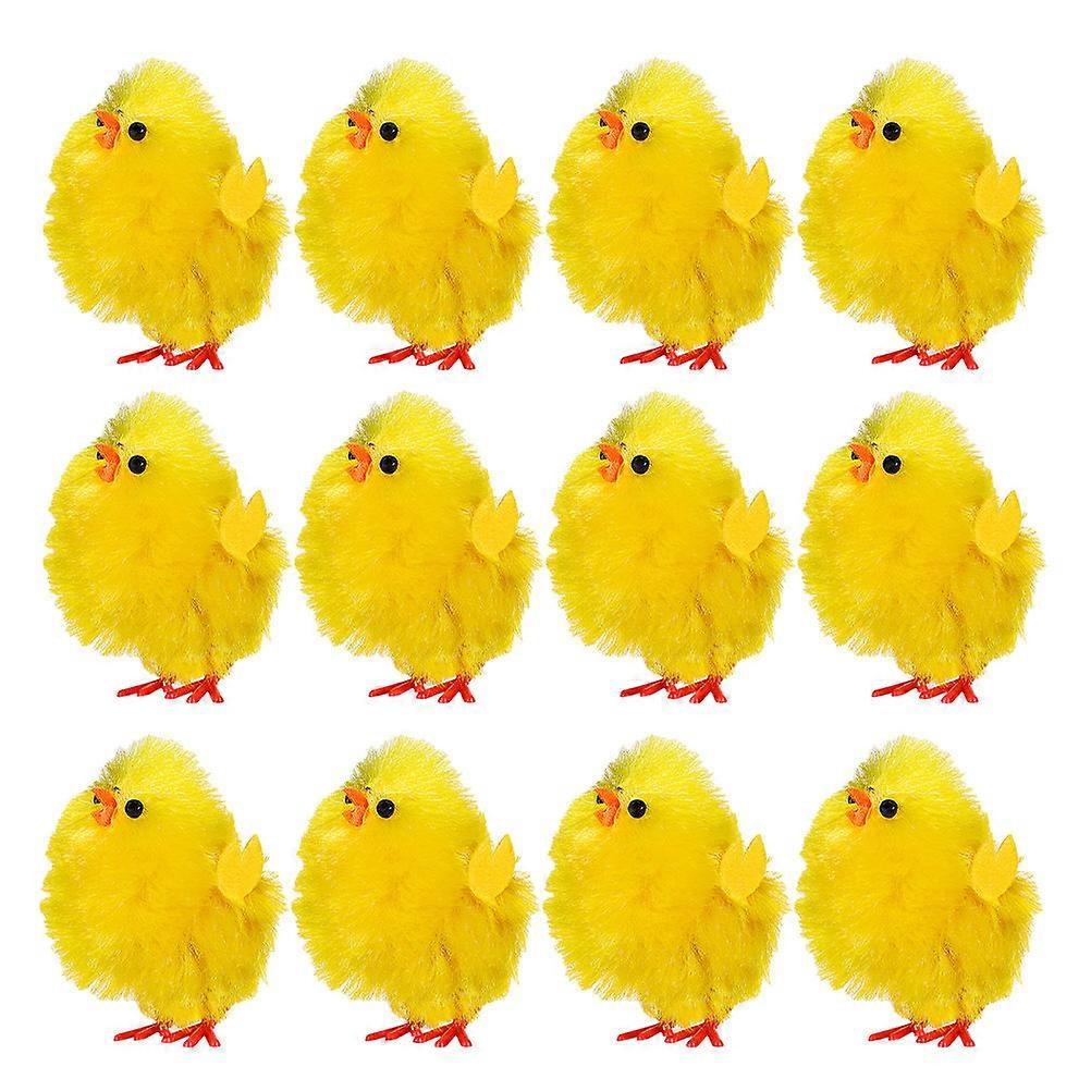 Cute Yellow Easter Chick Decorations for Decoration Fiber Plastic 12pcs