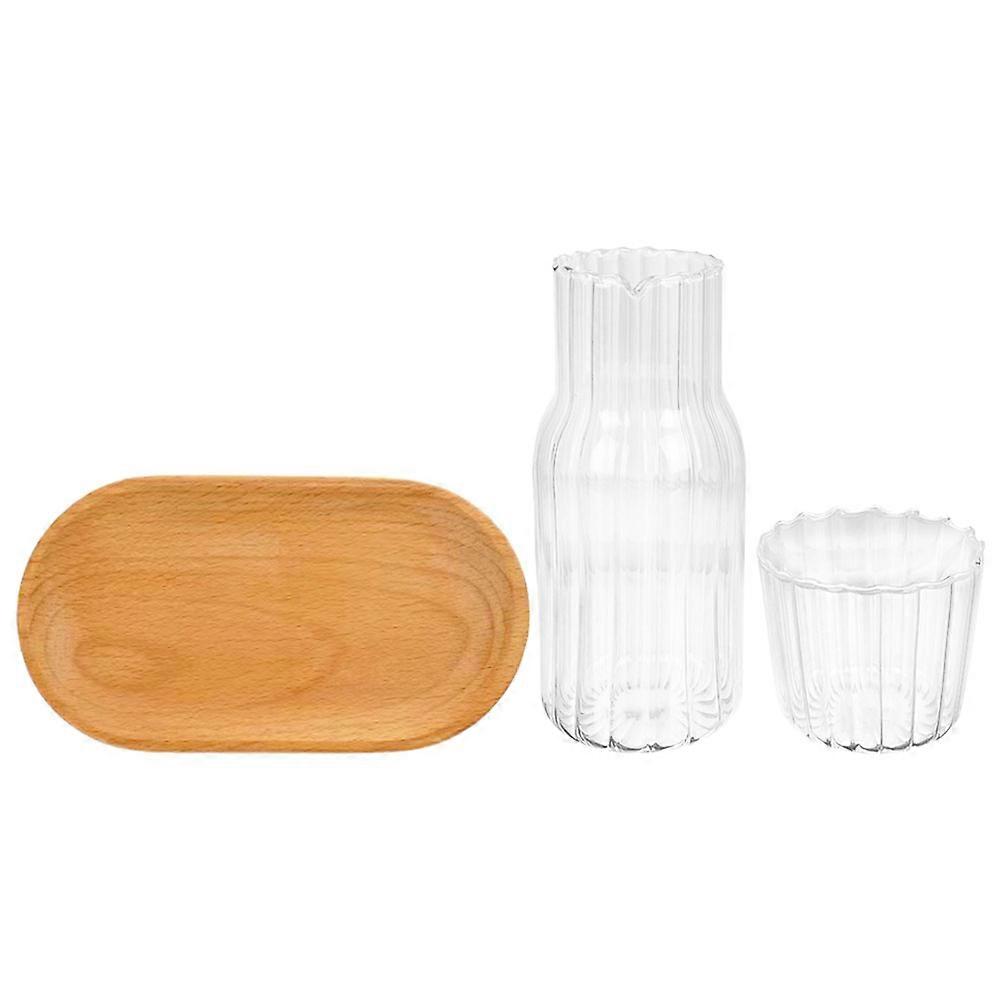 1 Set Bedside Water Carafe Clear Cold Water Pitcher Nightstand Mouthwash Carafe with Tray