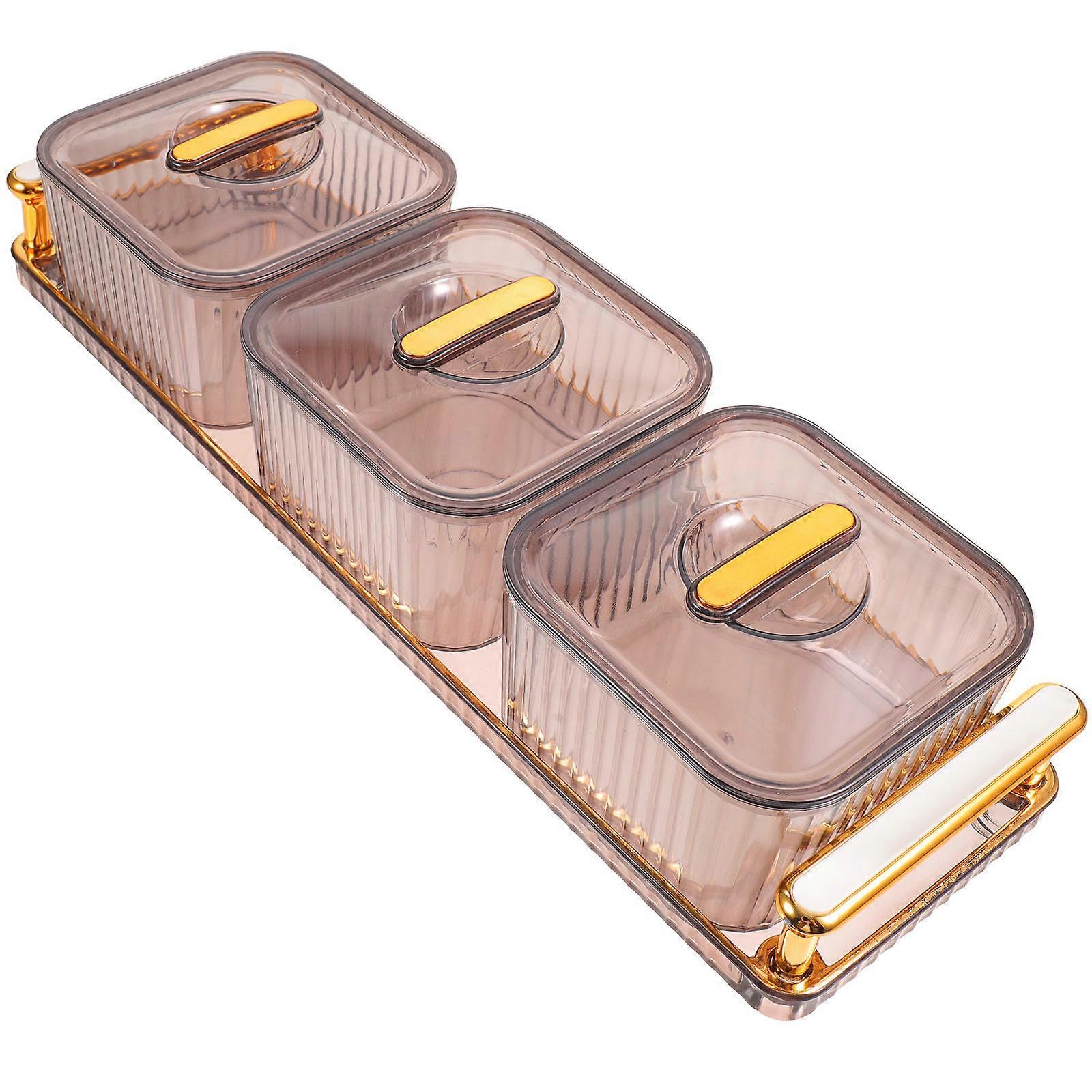 Grey Food Serving Tray with Multiple Dishes for Home Snack and Candy Organization