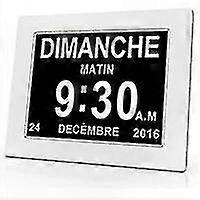 Digital Calendar Clock 7 Inch with Date and Time Reminder for Seniors and Kids - White