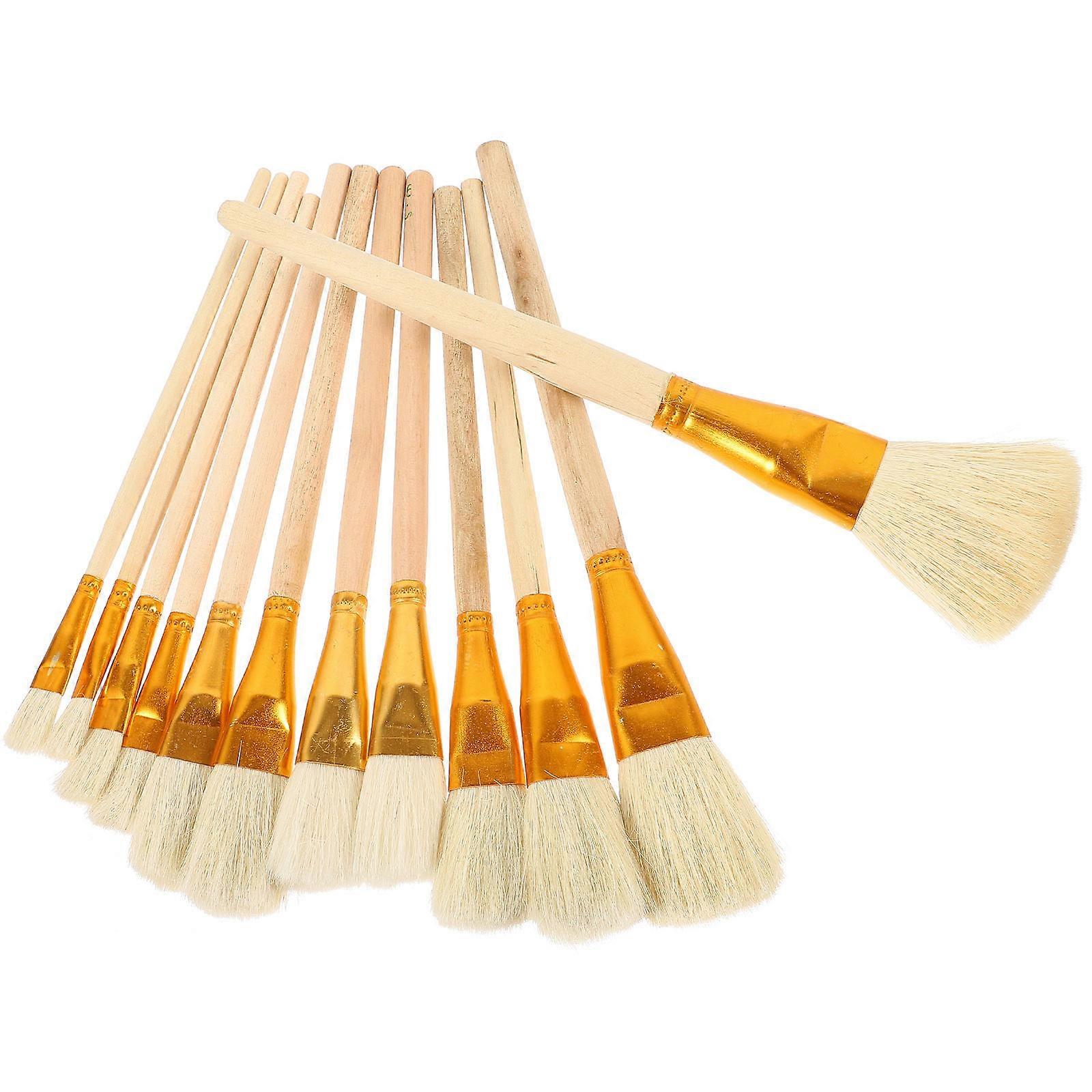 Acrylic Paint Brush Set with Wool Alloy Tips and Comfortable Wooden Handles for Painting Use 12 pcs