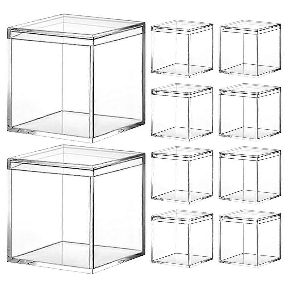 10pcs Portable Acrylic Candy Box Chocolate Storage Case Transparent For Women Daily Use Multipurpose 2.6×2.6×2.6in