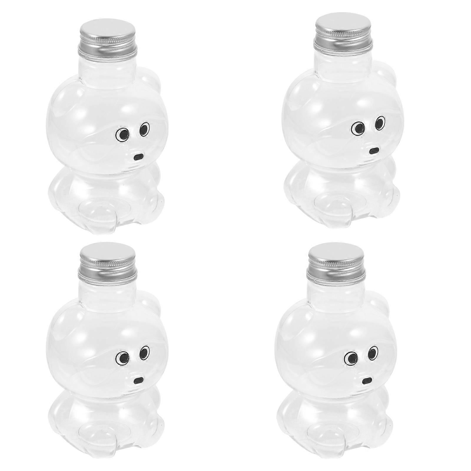 Transparent Animal Shaped Juice Bottle for Storage Use Aluminum Material Lightweight Reusable 4Pcs