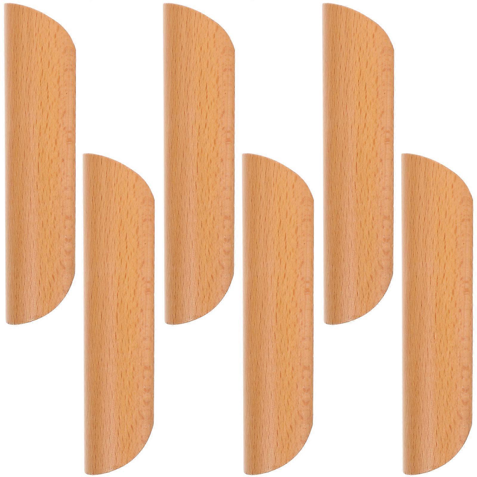 Wooden Door Pull Handles for Decor Khaki Color Easy Installation Semicircle Shape 6 Pieces