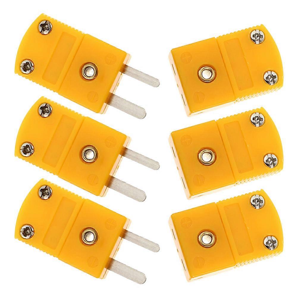 6PCS K Type Thermocouple Adapter Connectors, Male to Female, Durable & Easy Install for Accurate Temperature Measurement Across Multiple Applications