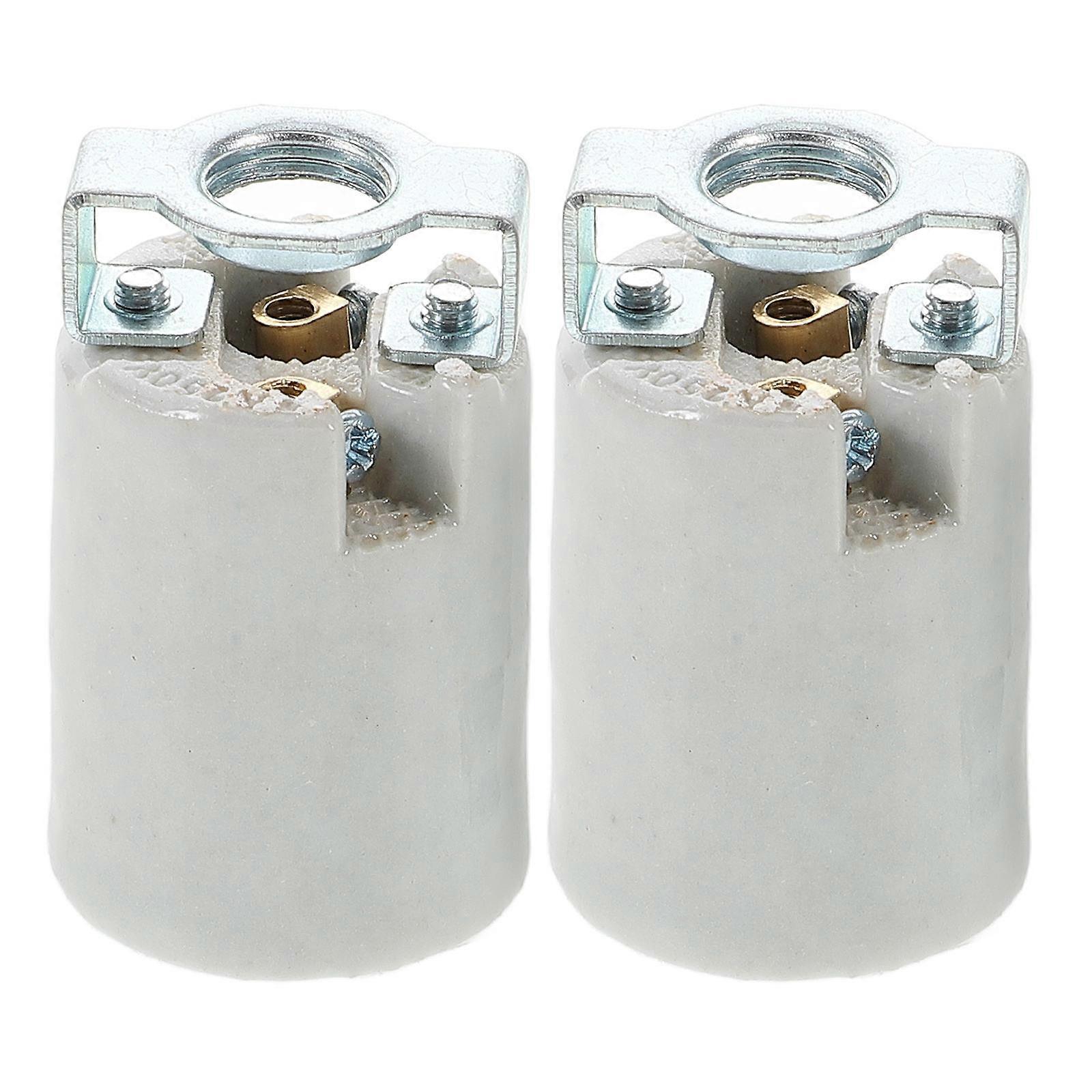Light Socket E14 Porcelain Base Replacement Compatible With LED Bulb External Thread Fixation 2Pcs