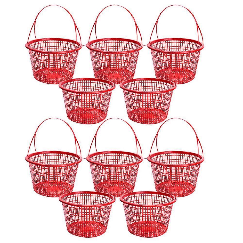 Strawberry Basket 10Pcs Red Plastic Easily Visible Contents Vegetable Baskets for Home