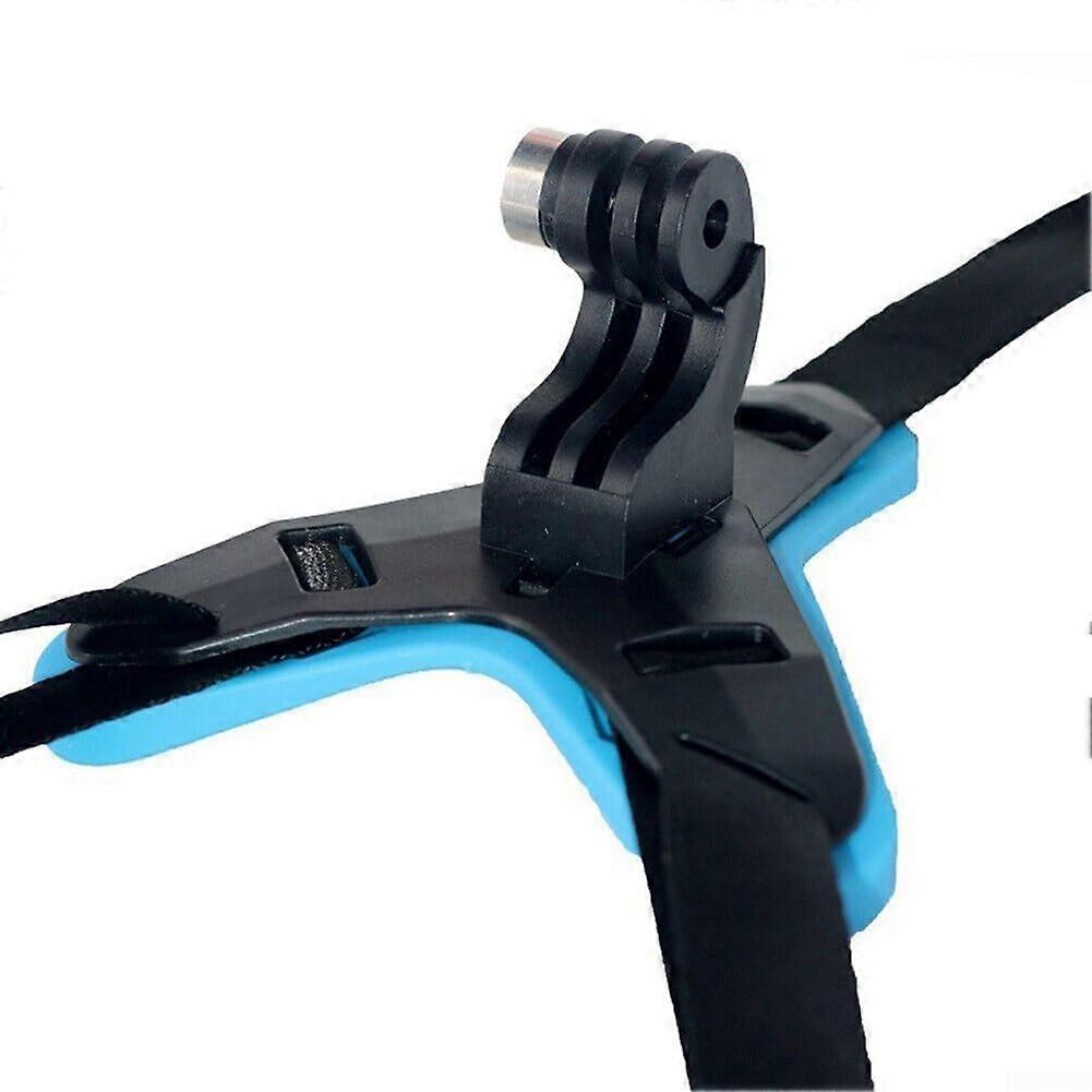 Functional chin mount for motorcycles, designed to effectively fit most action cameras (Blue)