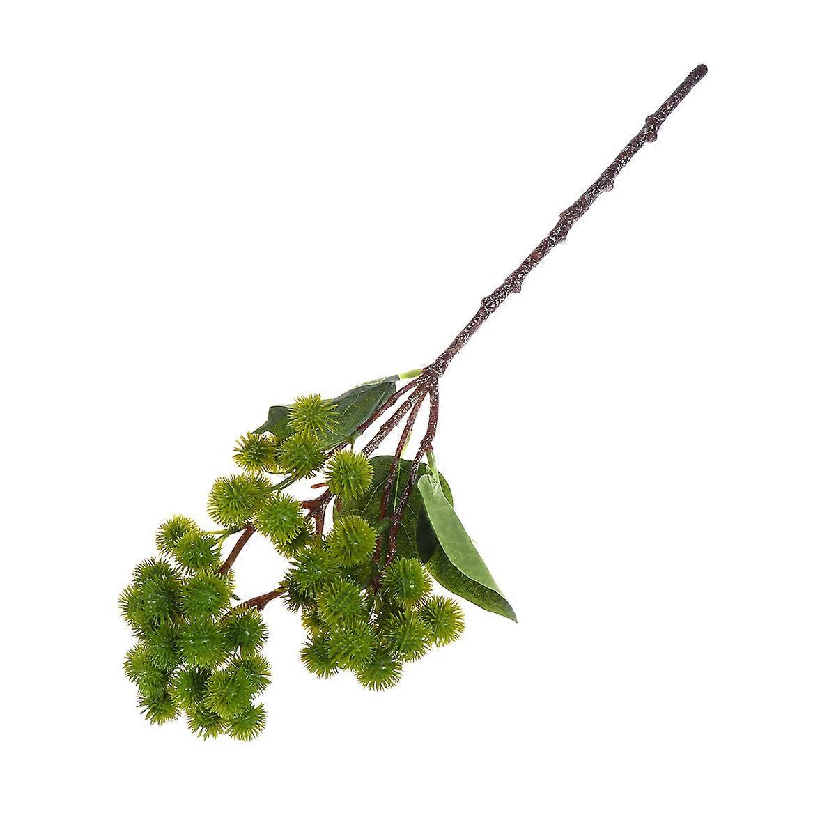 Artificial Chestnut Fruit Plastic Flower Ornament for Holiday Decoration and Photography Props Green 1Pc