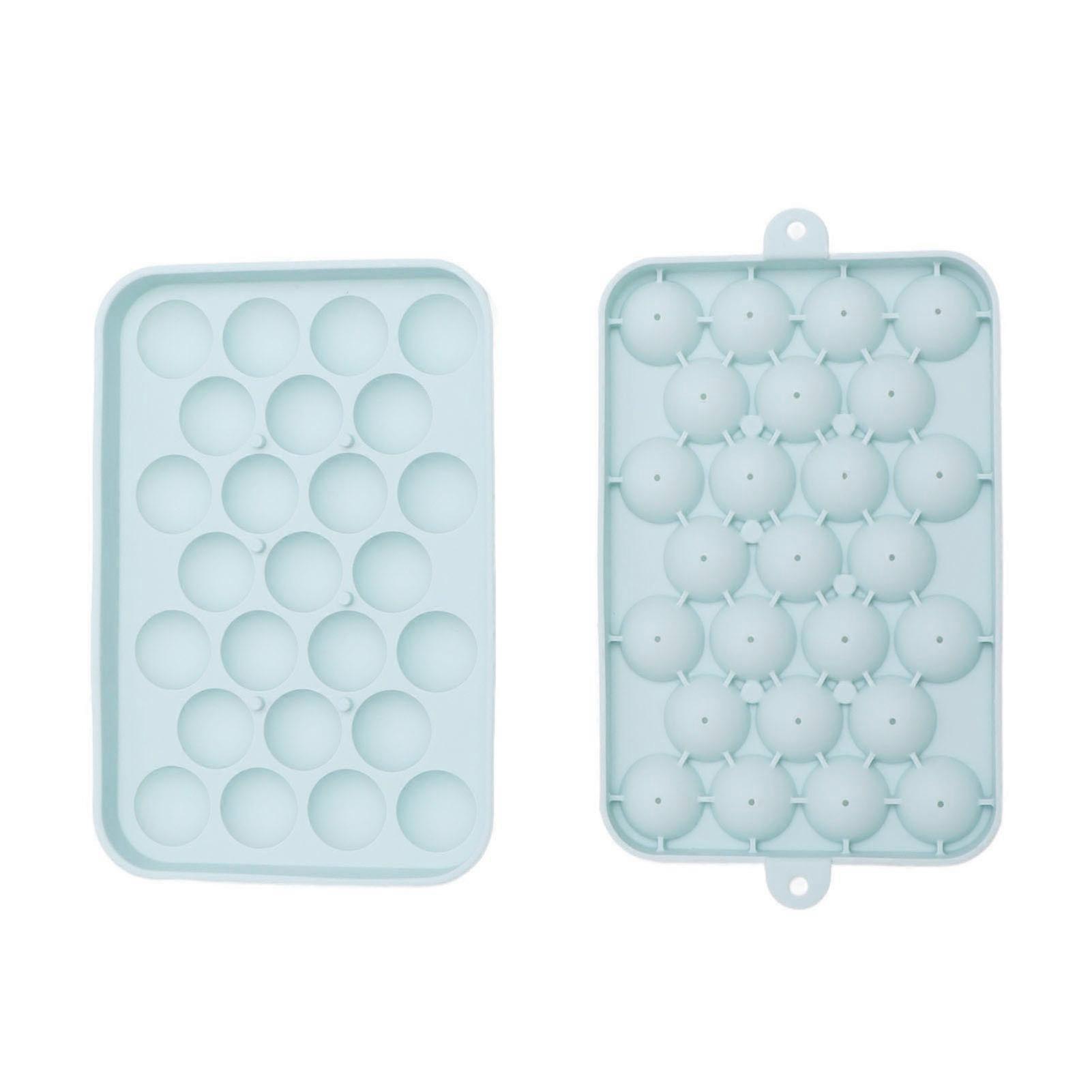 25 Grid Ice Cube Tray Easy Release Silicone Ice Ball Maker Mold Mini Round Ice Sphere Tray with Lid Blue 