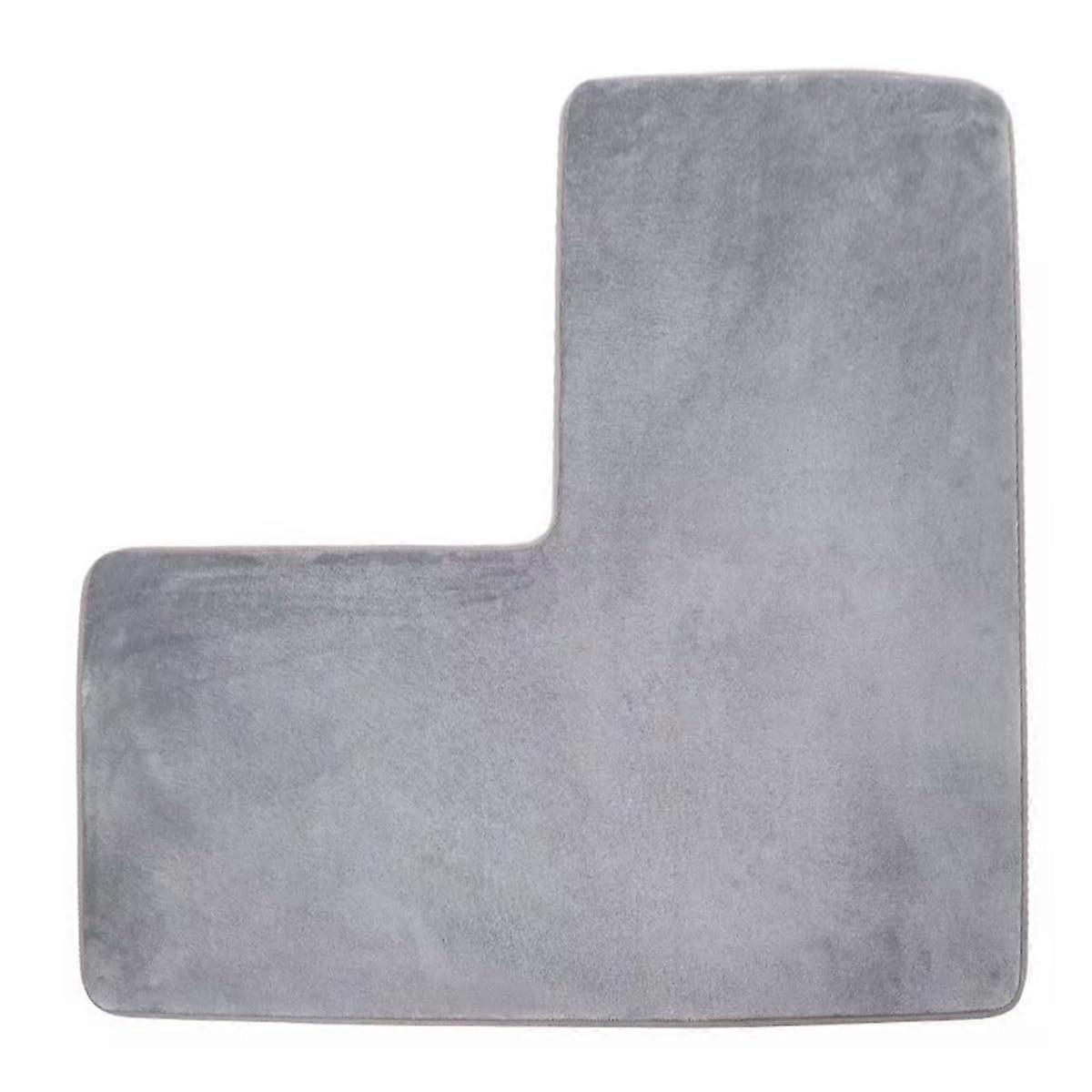 Lshaped bathroom mats, soft coral fleece, nonslip, washable, gray