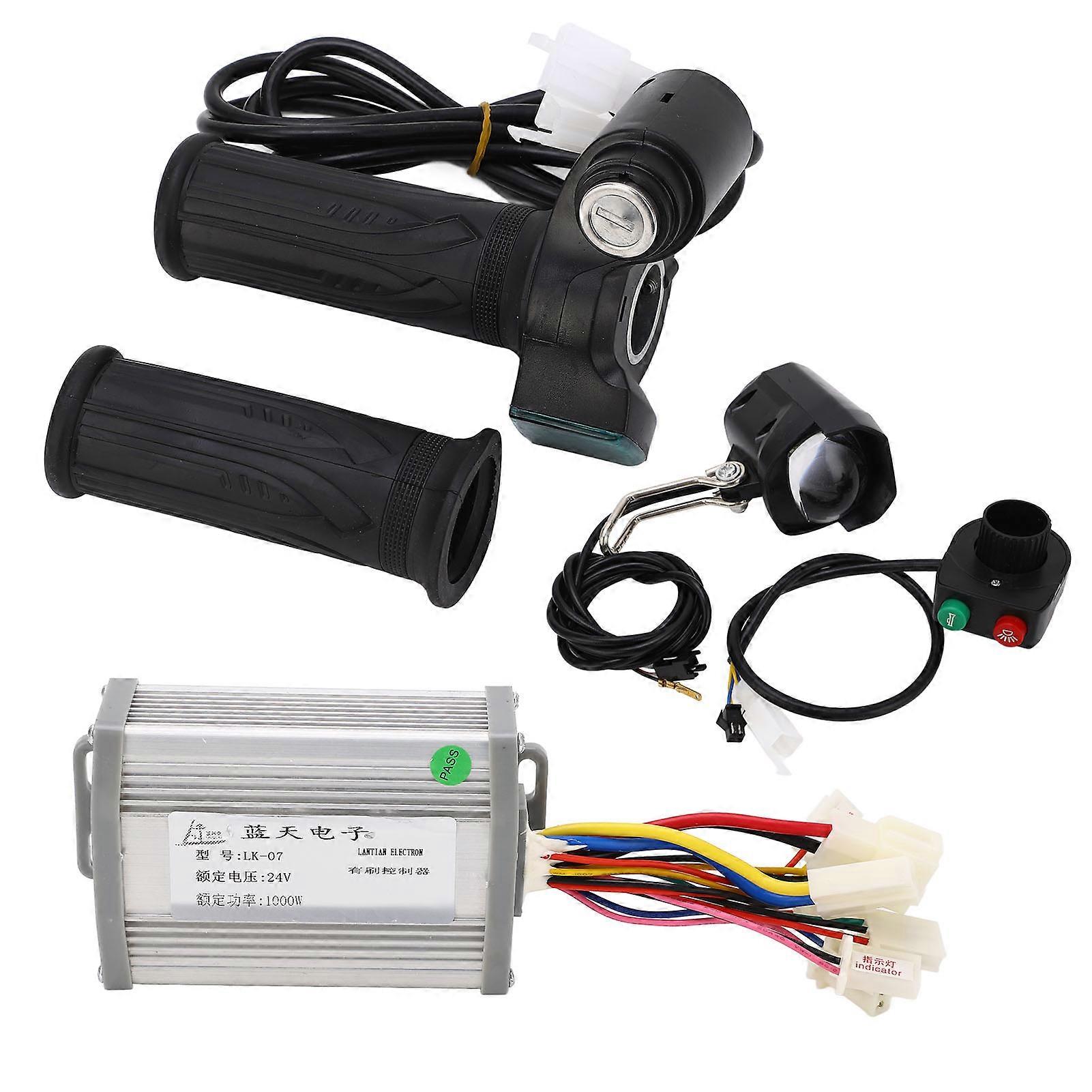 24V 1000W Motor Brush Controller Twist Throttle Front Light Switch Set Electric Bike Bicycle Controller Kit 