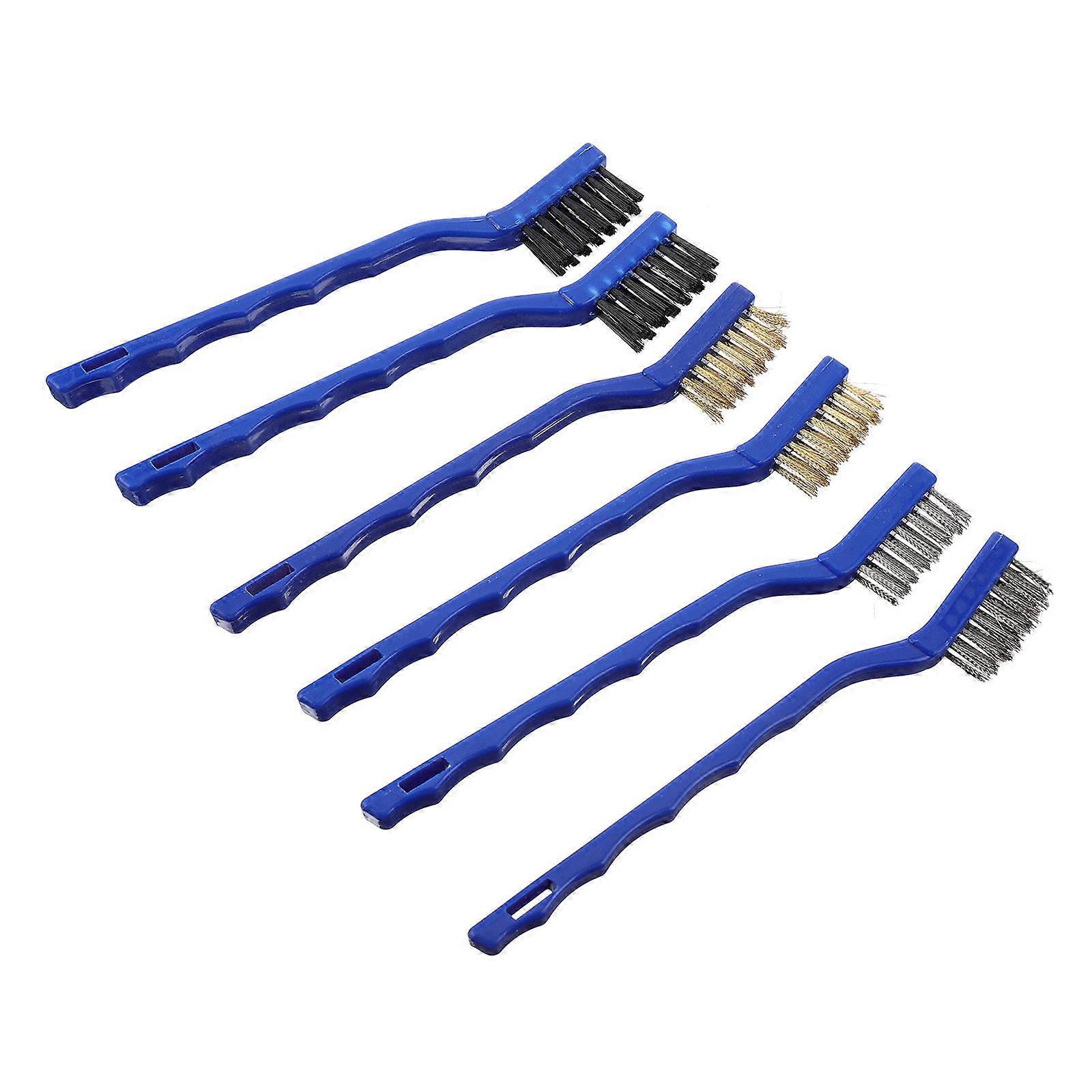 6Pcs Mini Wire Brush Set Assorted Color Steel Wire for Car Cleaning Rust Paint Removal