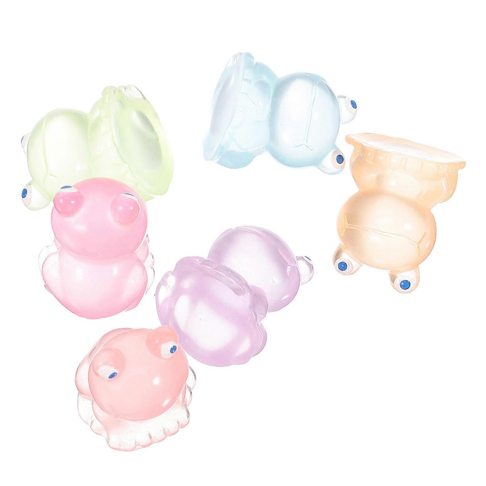 6pcs Resin Frog Night Light Figurines Colorful Moss Craft Home Decor for Desk & Shelf Fun Friends and Family Purple, Orange, Blue