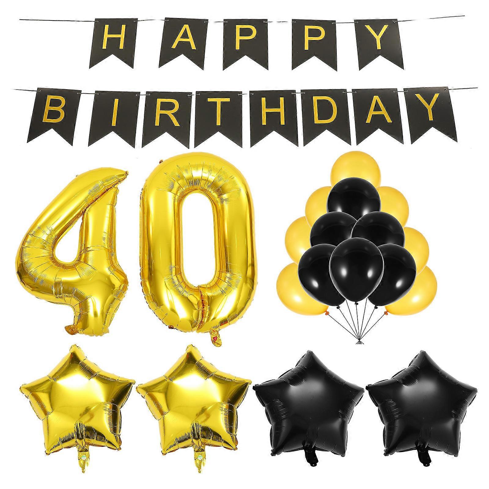 Assorted Color Birthday Banner for Party with Bright Foil Balloons and Number Decorations 1 Set