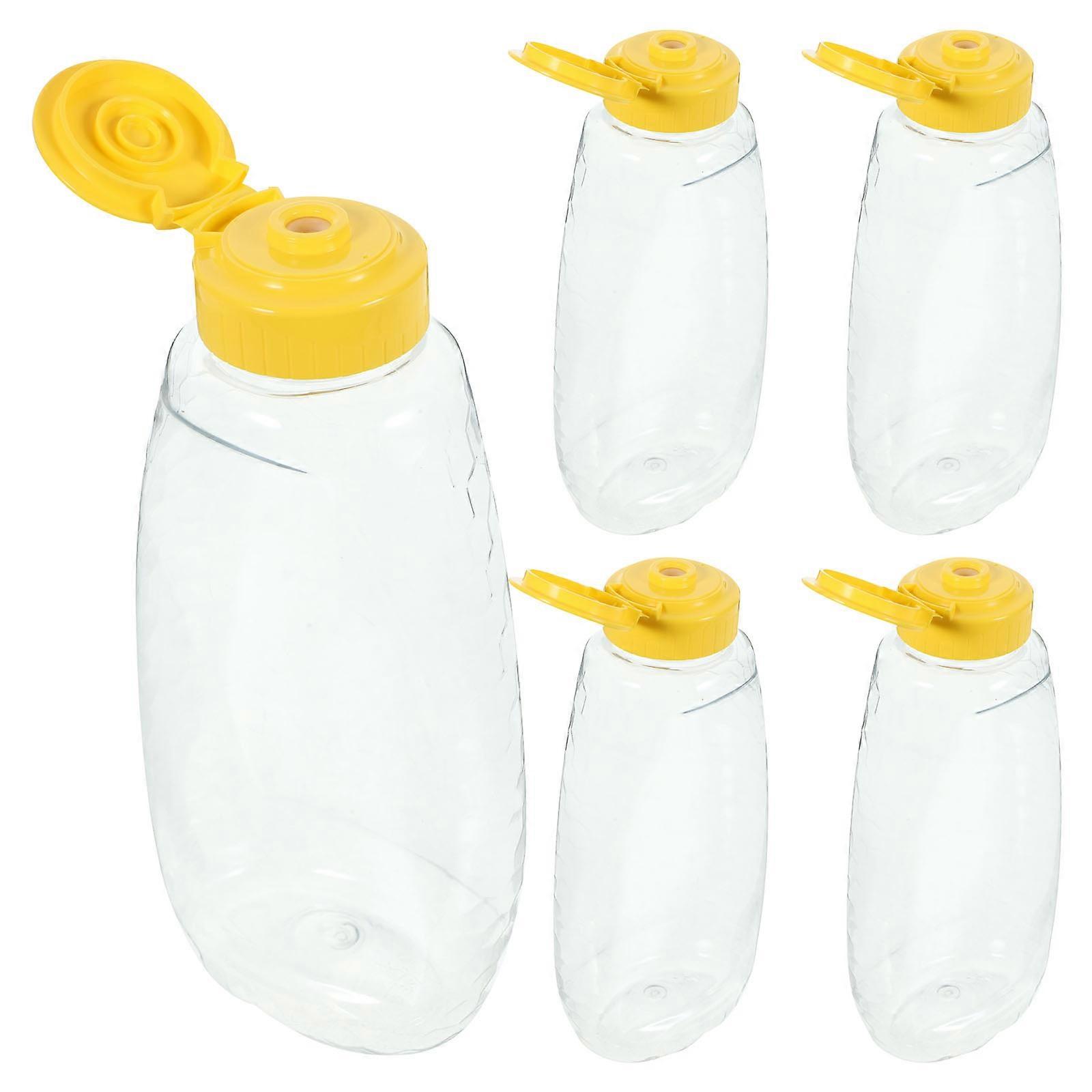 6PCS Transparent PET Honey Squeeze Bottles Airtight Reusable Storage Containers for Beverages