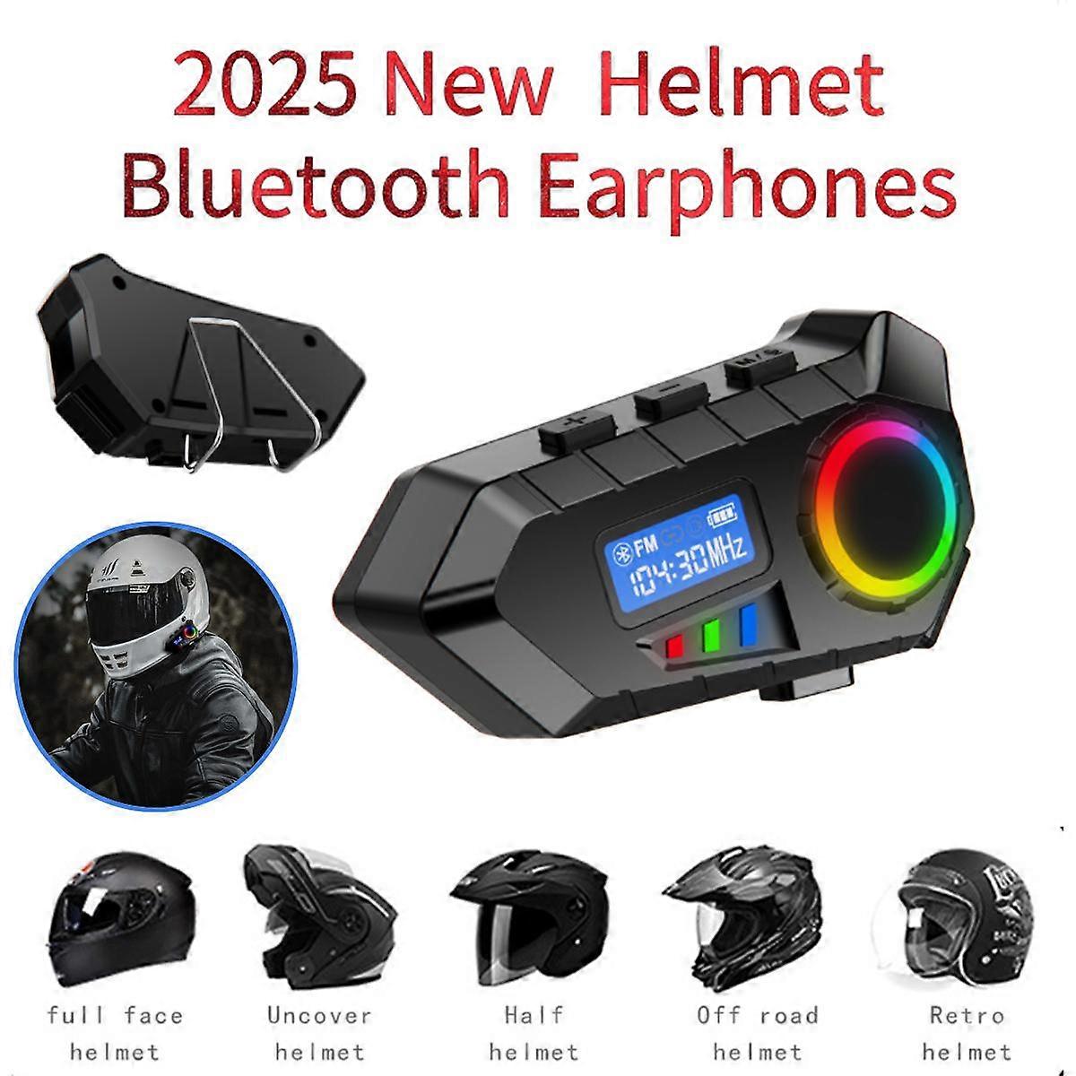Y30 Motorcycle Bluetooth Helmet Headset Waterproof Helmet Headset EQ Sound Effect HD LCD Display Stereo FM Radio Signal Stable