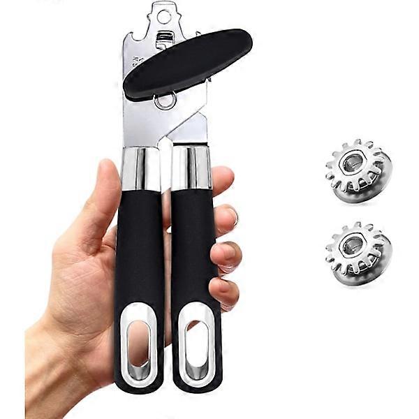 2 Extra Cutting Blades for Can Opener with Smooth Edges and Also an Ergonomic Can Opener Suitable