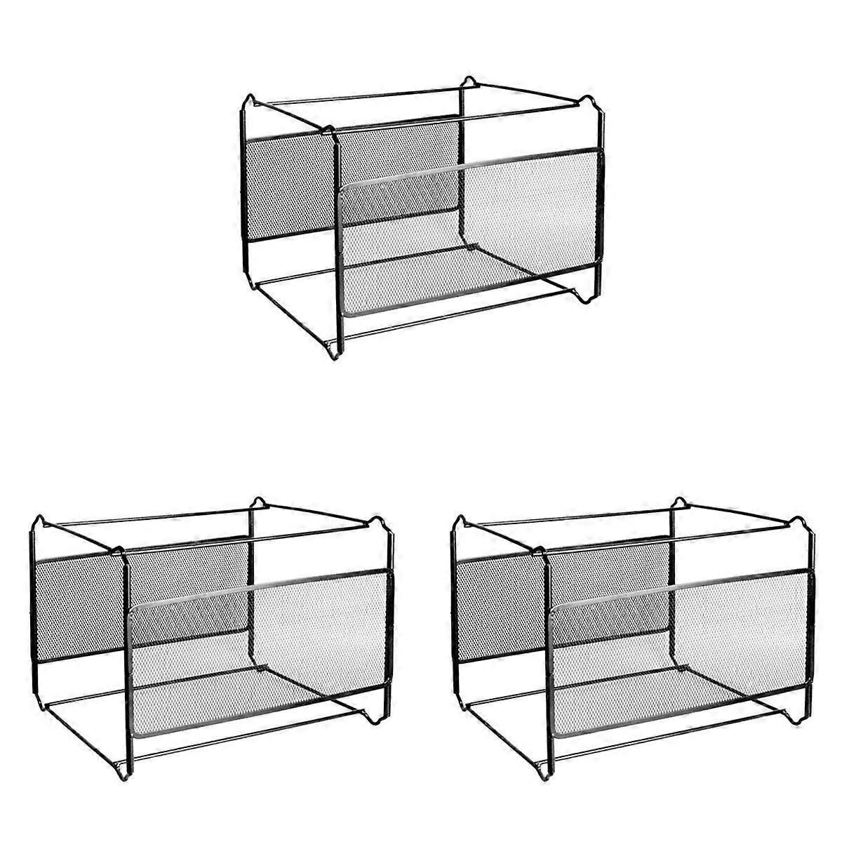 3X A4 Mesh Metal File Organizer Box Hanging File Folder Box Desk Storage Holder Shelf Holder Storage