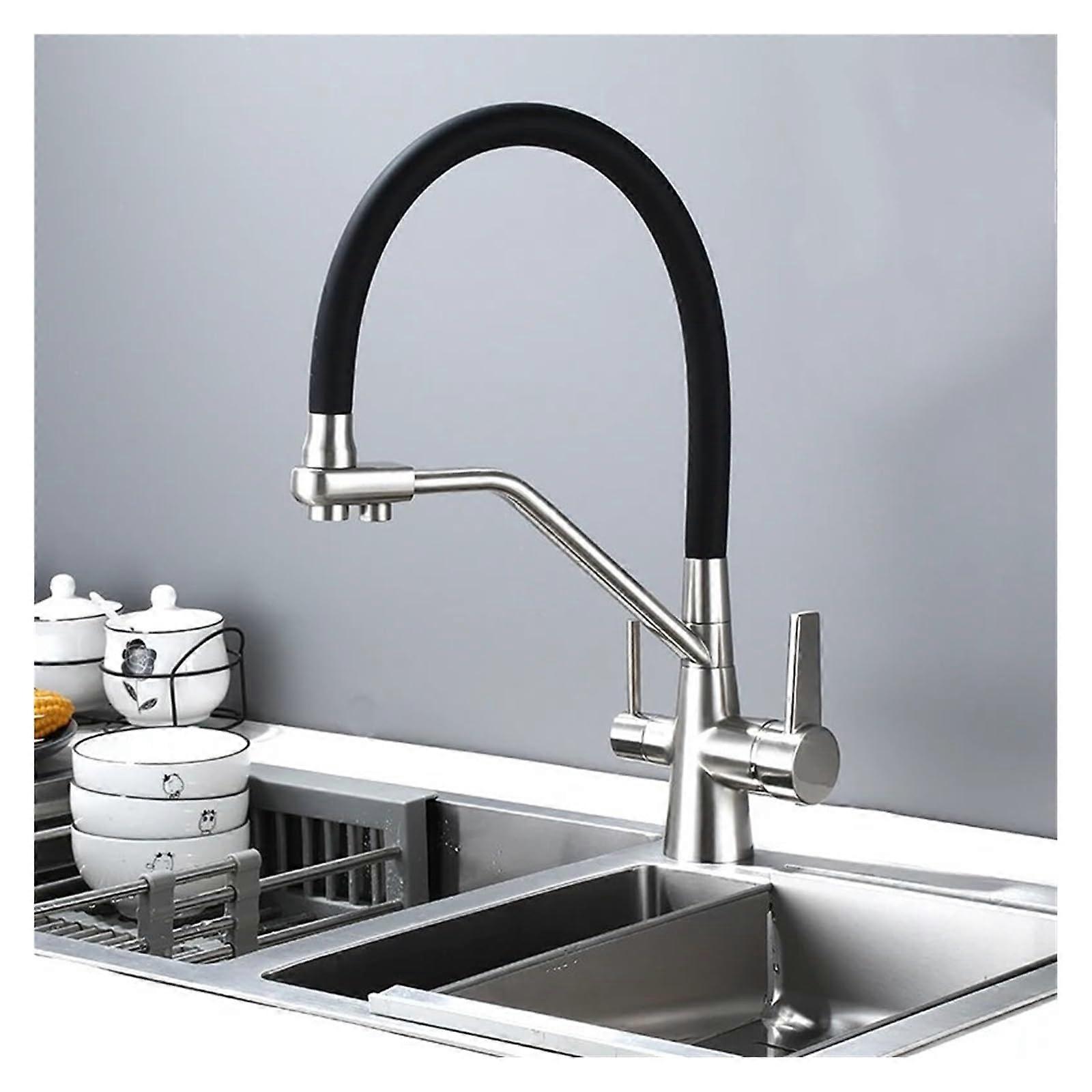 Brass Kitchen Faucet With Filtered Water, Hot and Cold Mixer, Pull-Down Style, Easy Install