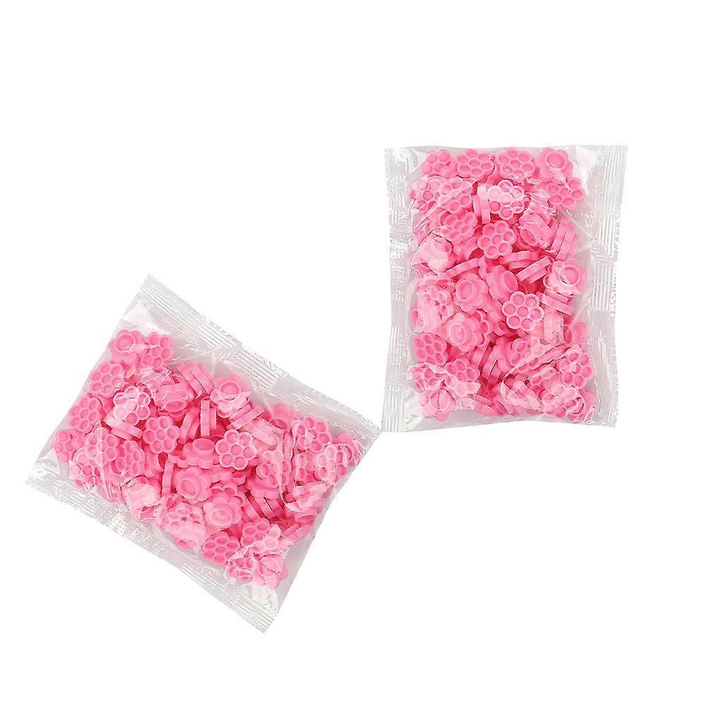 Eyelash Grafting Cup Plastic Eyelash Glue Cup Grafting Aid Tool Pink 1.7x1.7cm Holds Eyelash Glue 200Pcs