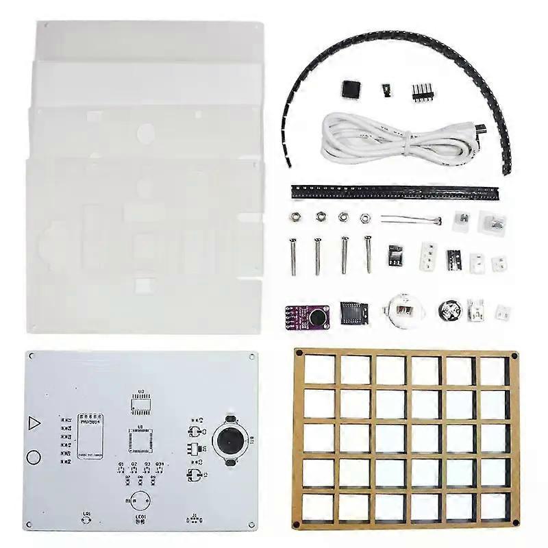 Multifunctional LED Cool Music Spectrum Color Pallet Clock Electronic DIY Kit