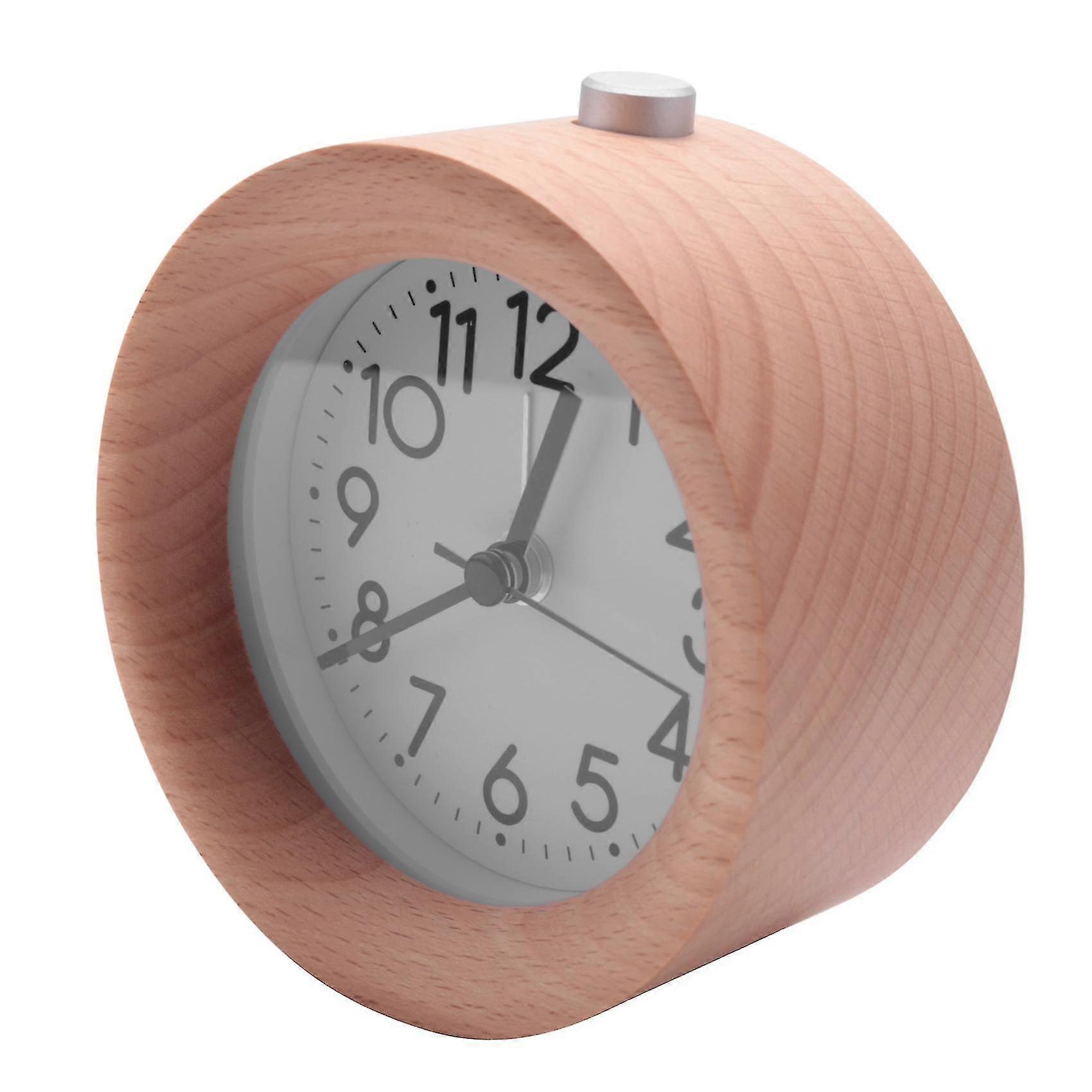 Children's wooden alarm clock, Round hands with backlight, Snooze function available, Silent design