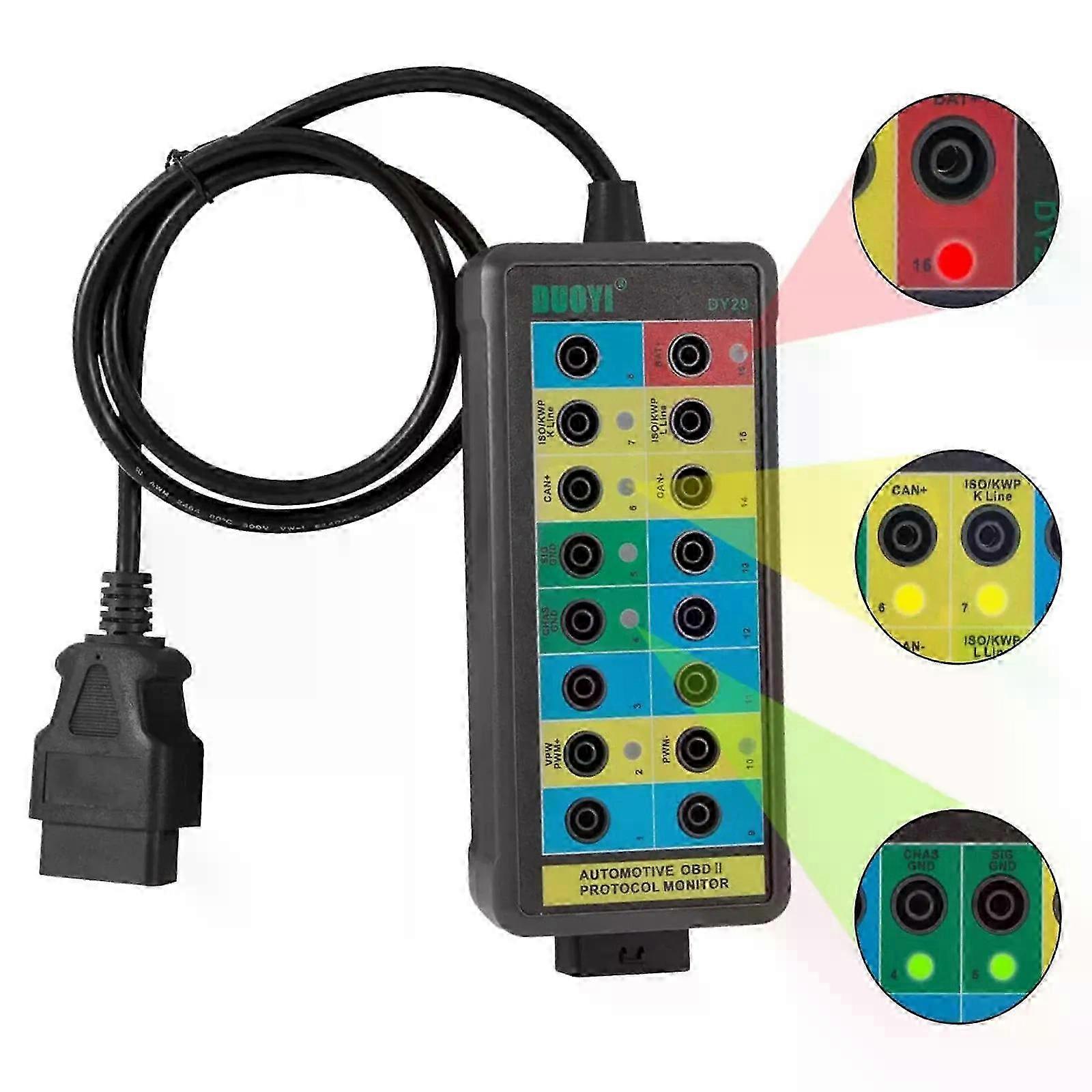 2025 Elektrische Diagnosewerkzeuge Can Bus Analyzer Breakout Box Can Bus Breakout Box mit LED-Licht Auto OBDII Protokoll Detektor 16-polig